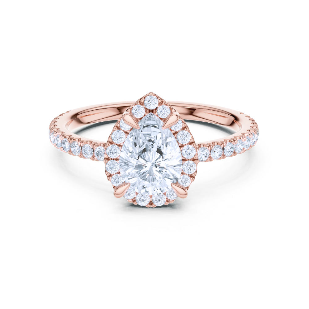 Radiant Teardrop Halo Ring