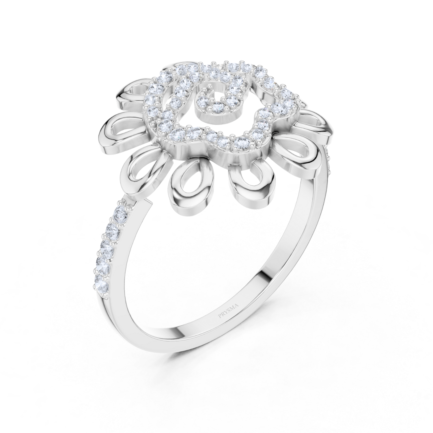 Floral Elegance Round Diamond Ring