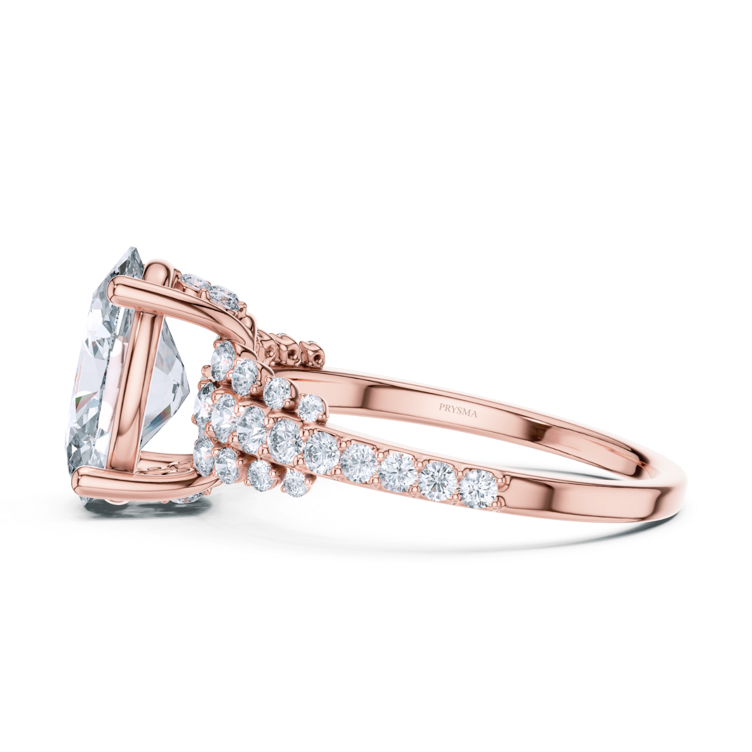 Oval-Cut Diamond Vine Cluster Ring