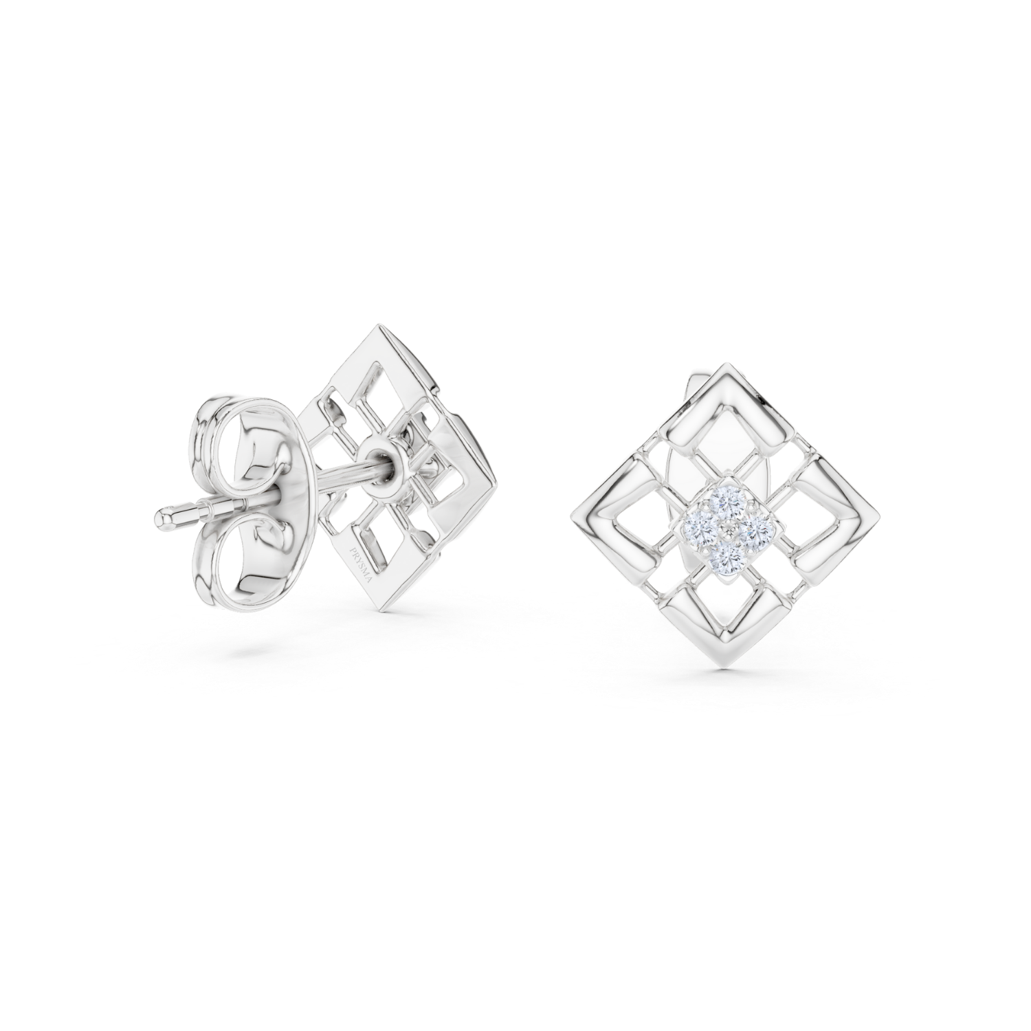 Diamond Radiance Grid Earrings