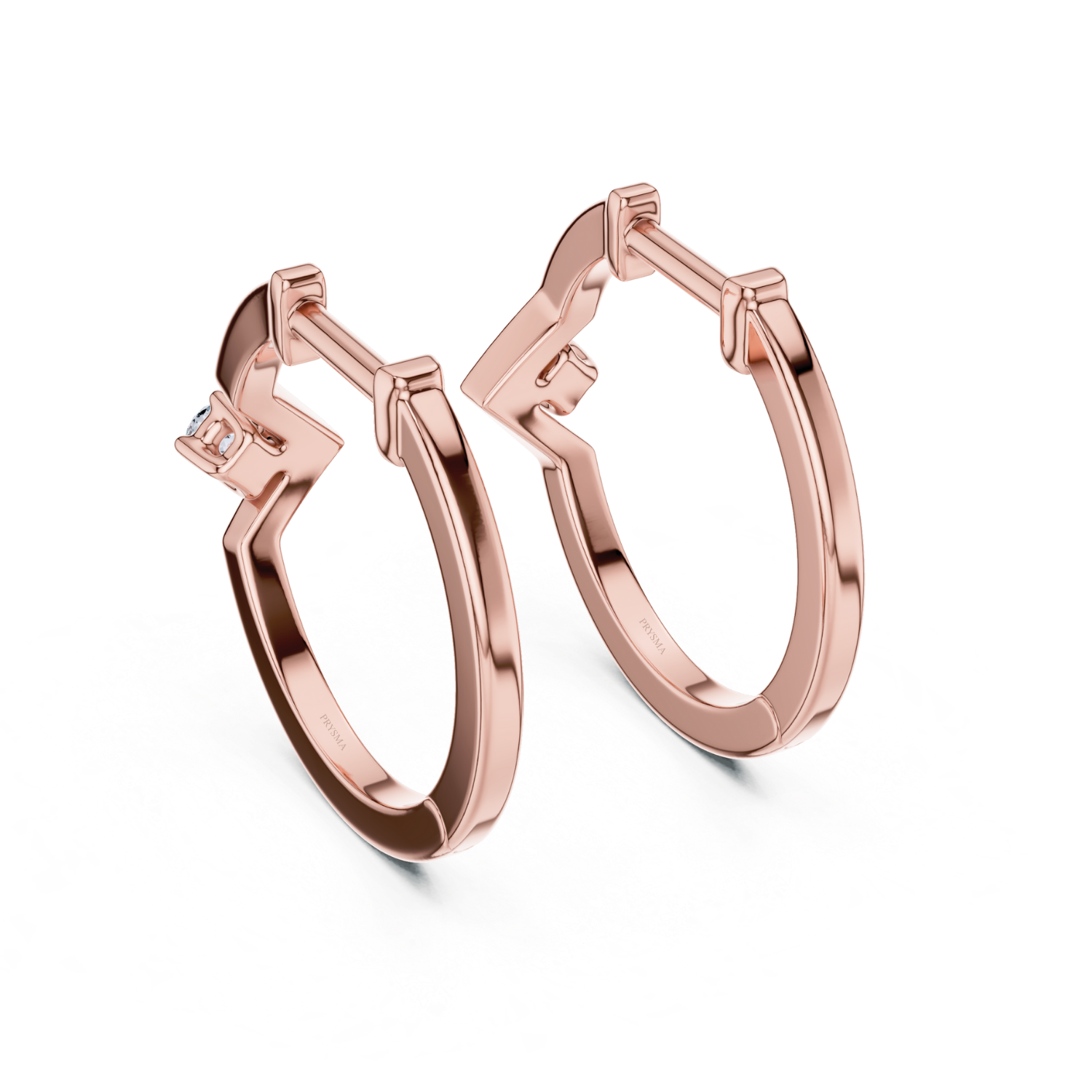 Minimalist Chevron Diamond Huggie Hoops
