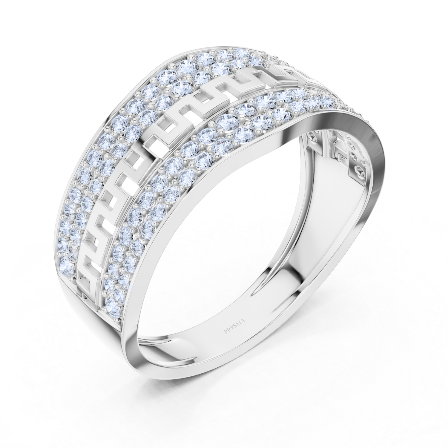 Greek Key Diamond Pave Ring