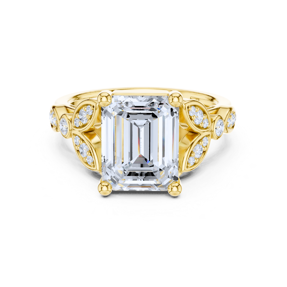 Regal Bloom Emerald-Cut Ring