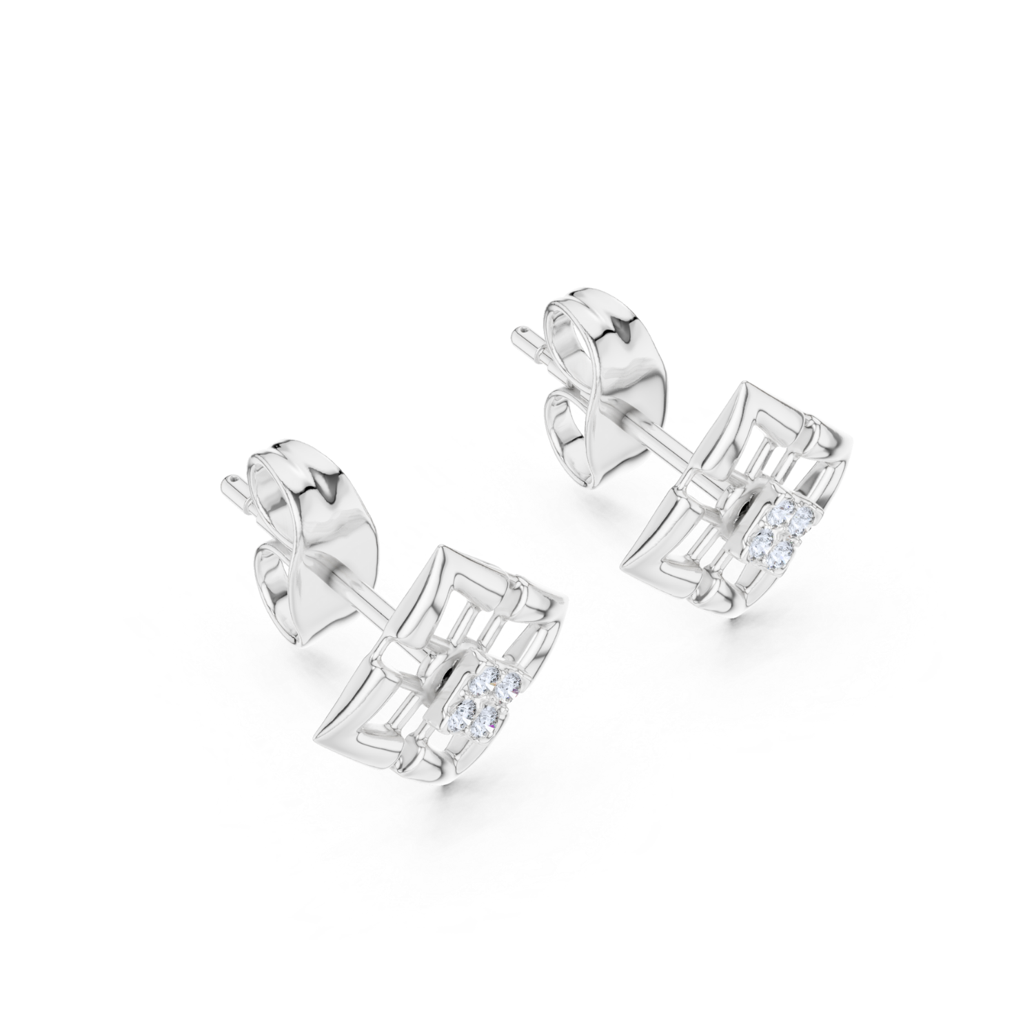 Diamond Radiance Grid Earrings
