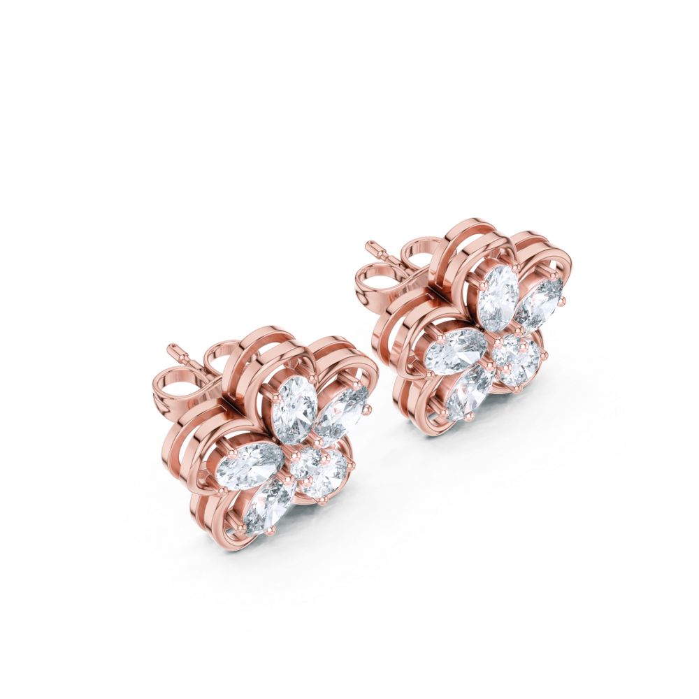 Floral Radiance Diamond Stud Earrings