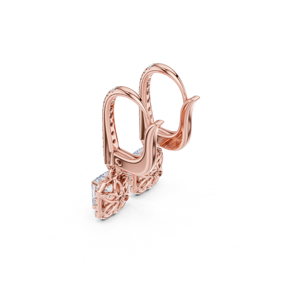 Radiant Halo Drop Diamond Earrings