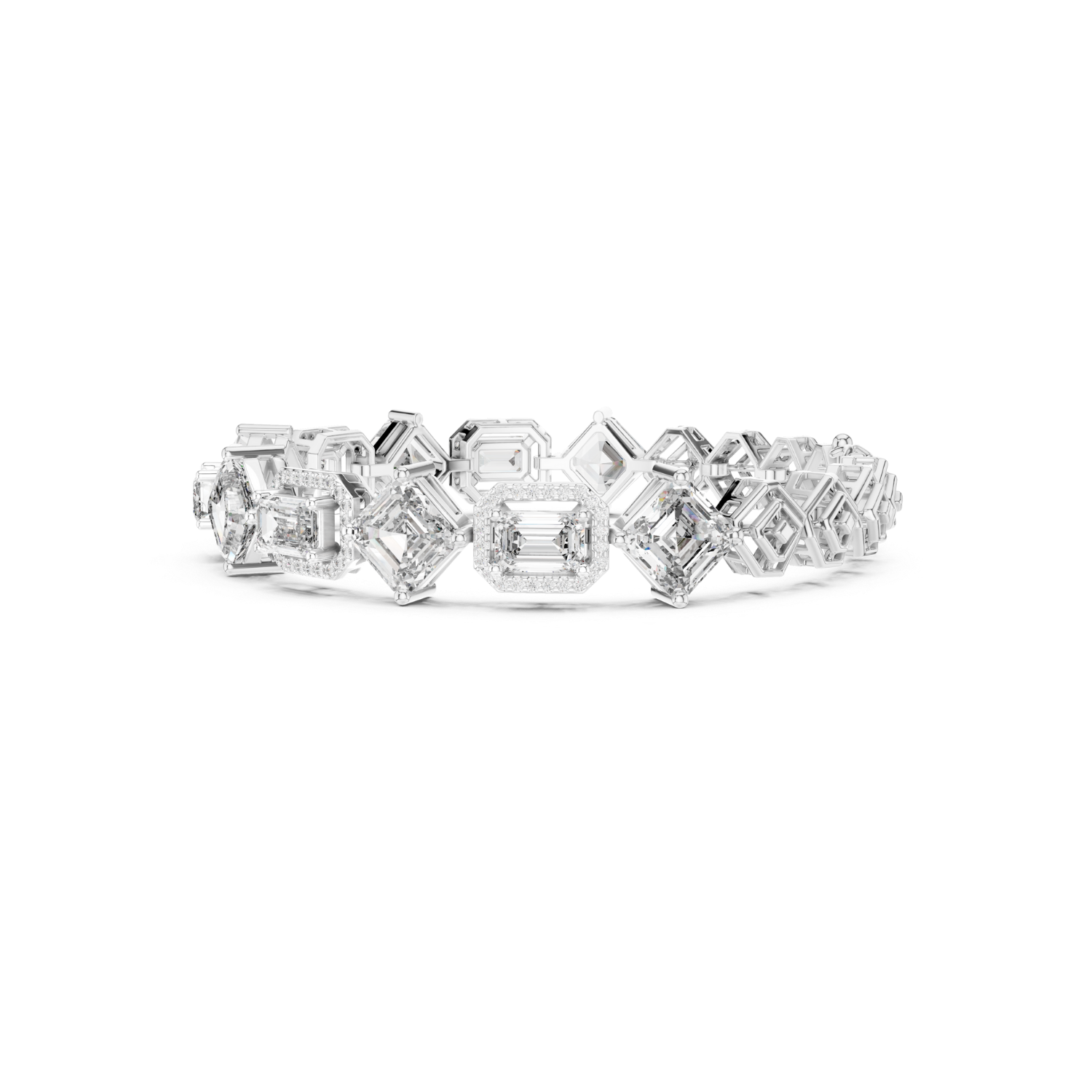 Regal Radiance Emerald-Cut Diamond Bracelet