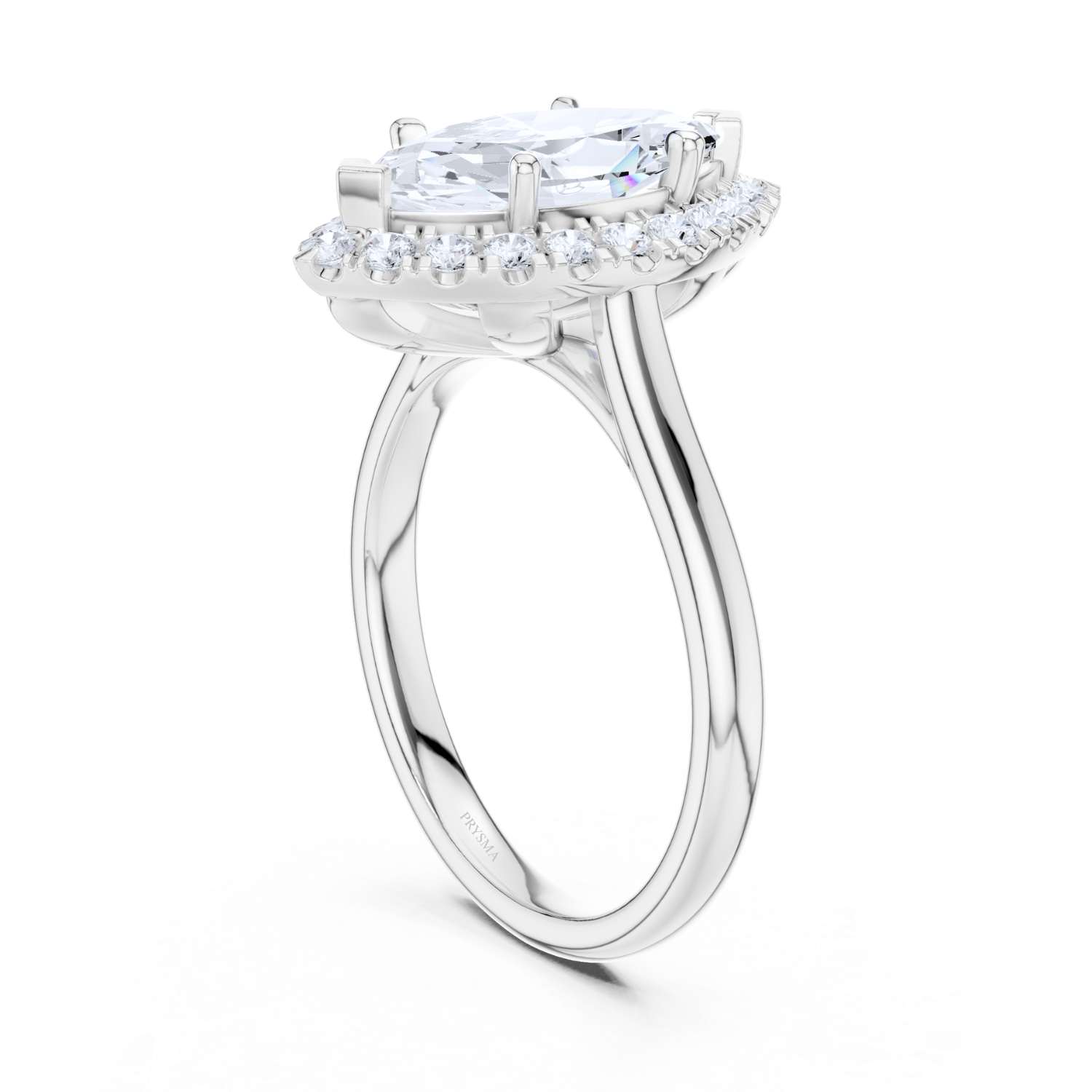 Marquise Halo Split Shank Diamond Ring