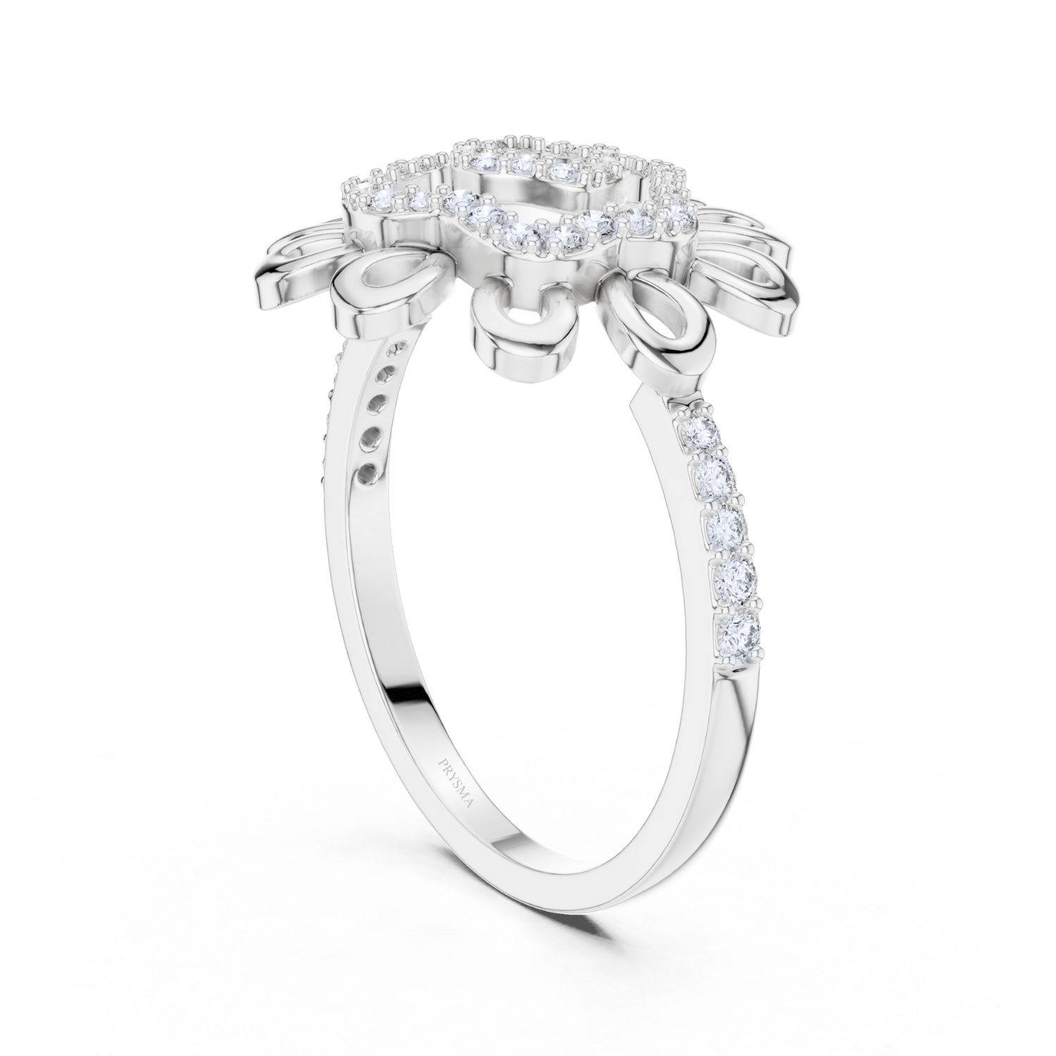 Floral Elegance Round Diamond Ring