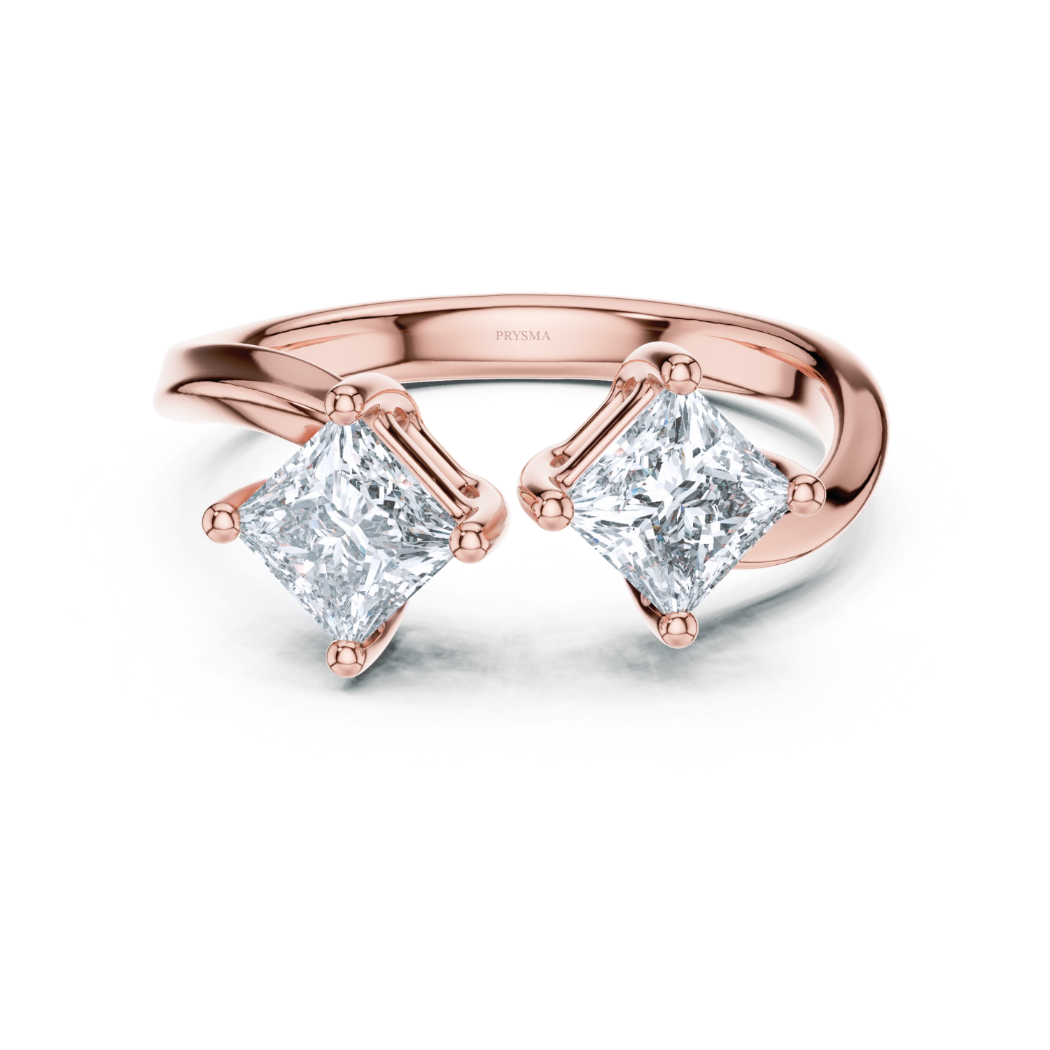 Twin Princess-Cut Diamond Open Ring