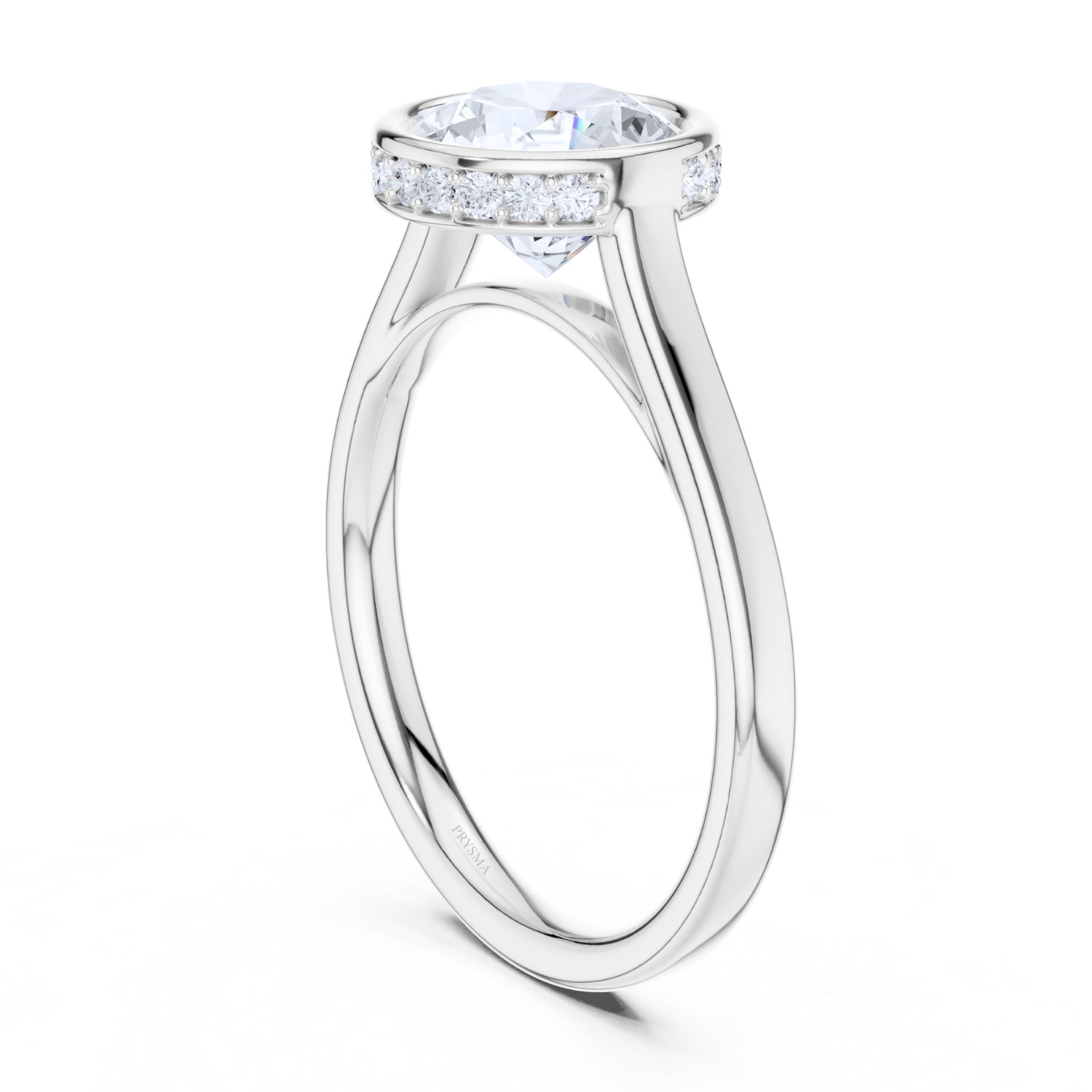 Bezel-Set Diamond Ring With Hidden Halo