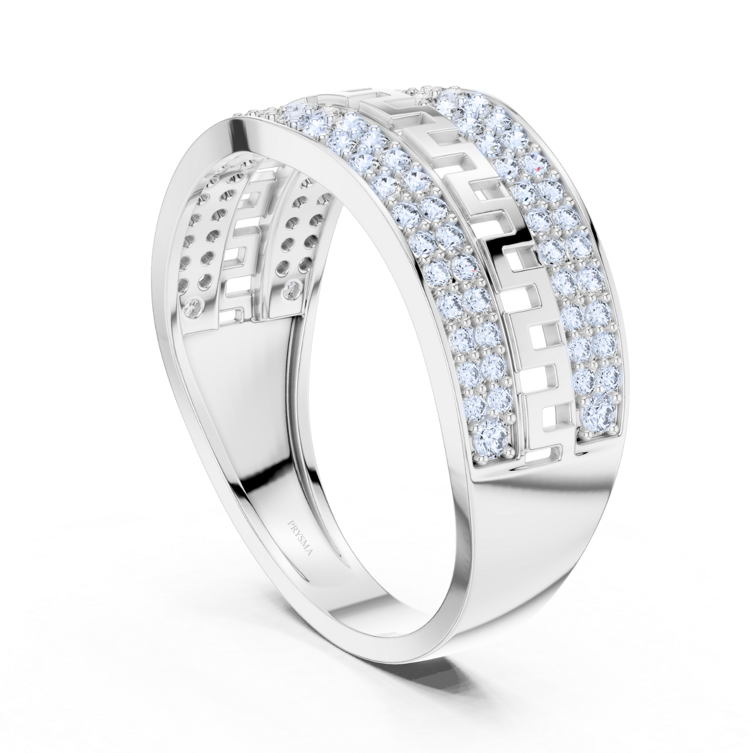 Greek Key Diamond Pave Ring