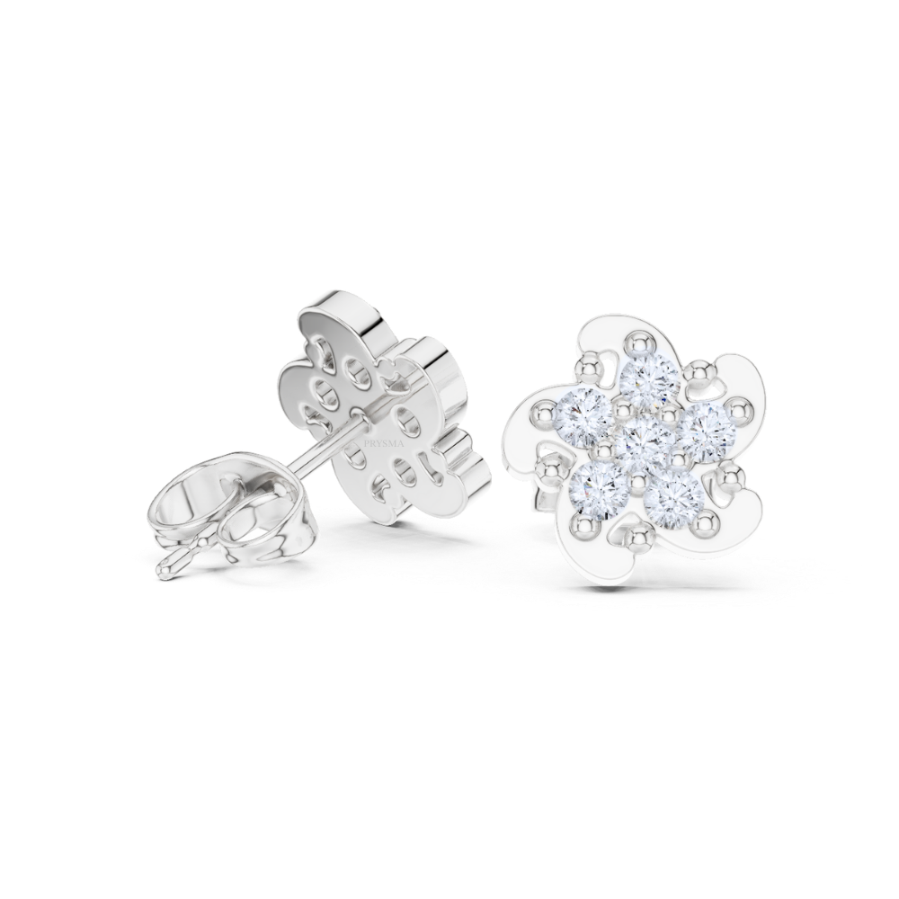 Twirl Blossom Diamond Stud Earrings