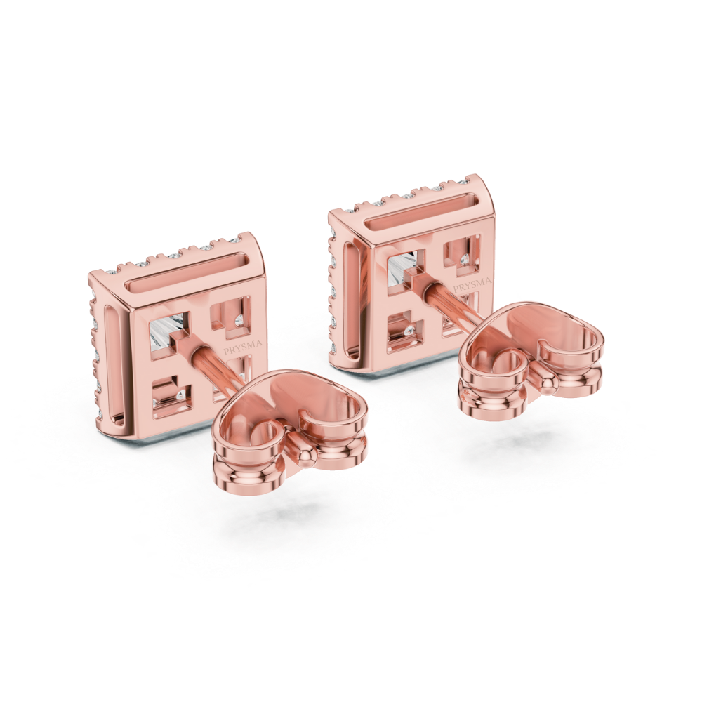 Regal Square Halo Stud Earrings
