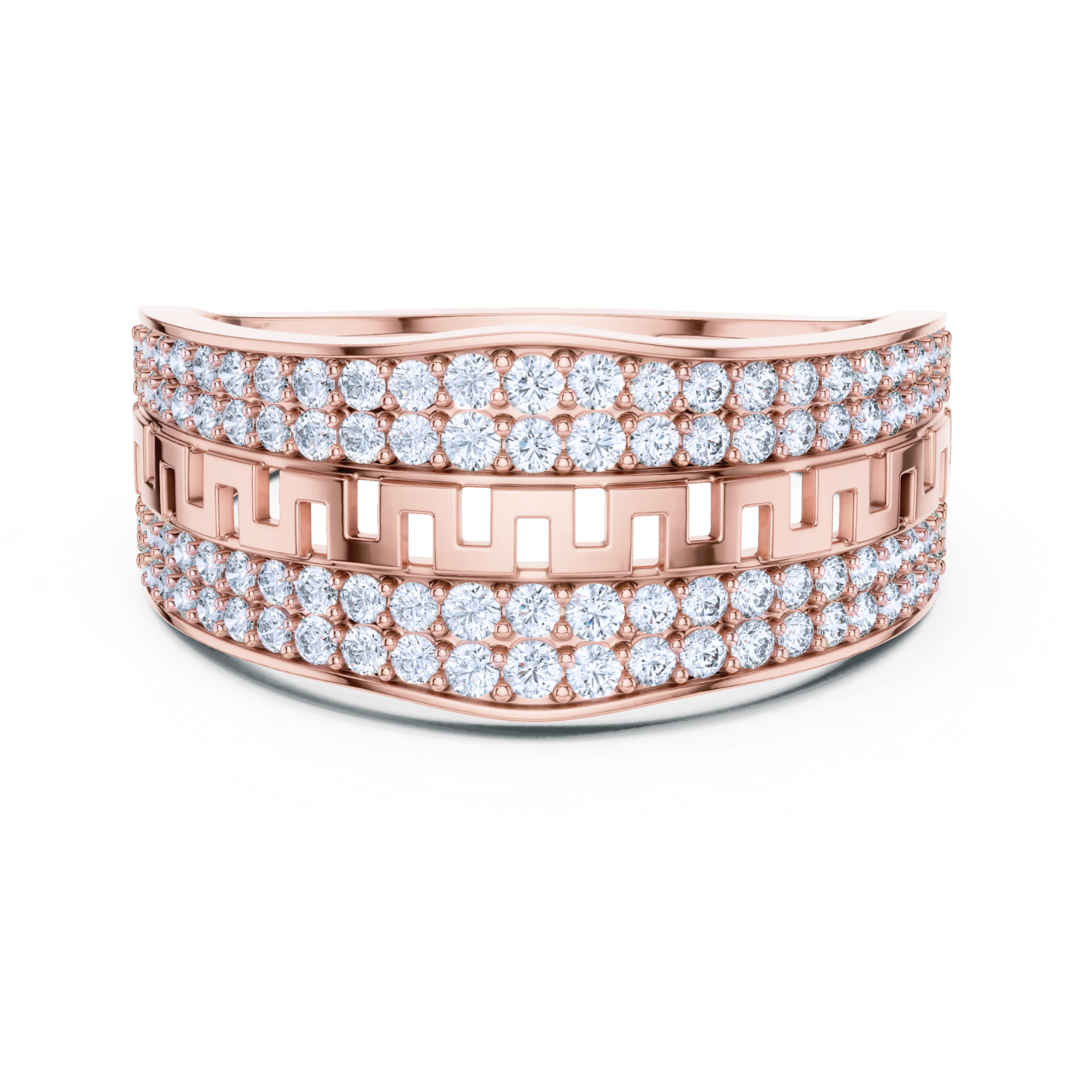 Greek Key Diamond Pave Ring