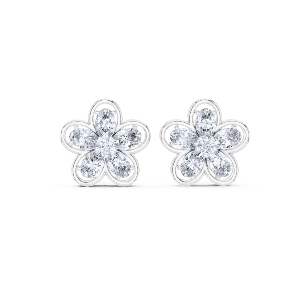 Floral Radiance Diamond Stud Earrings