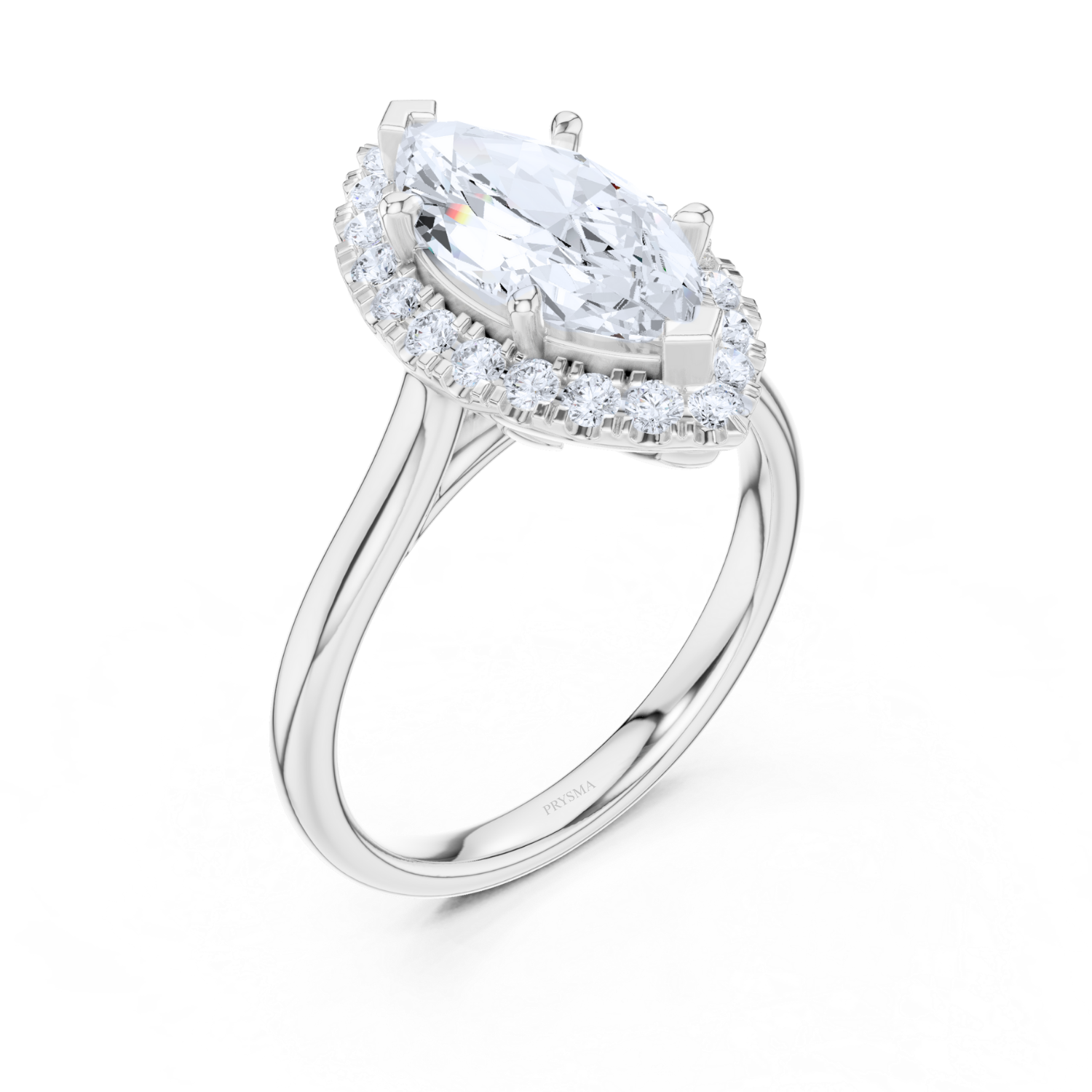 Marquise Halo Split Shank Diamond Ring