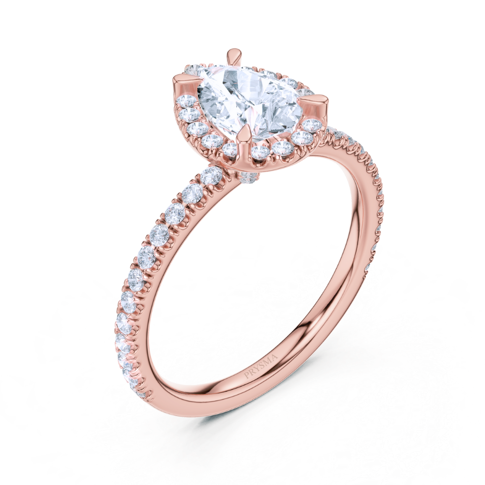 Radiant Teardrop Halo Ring