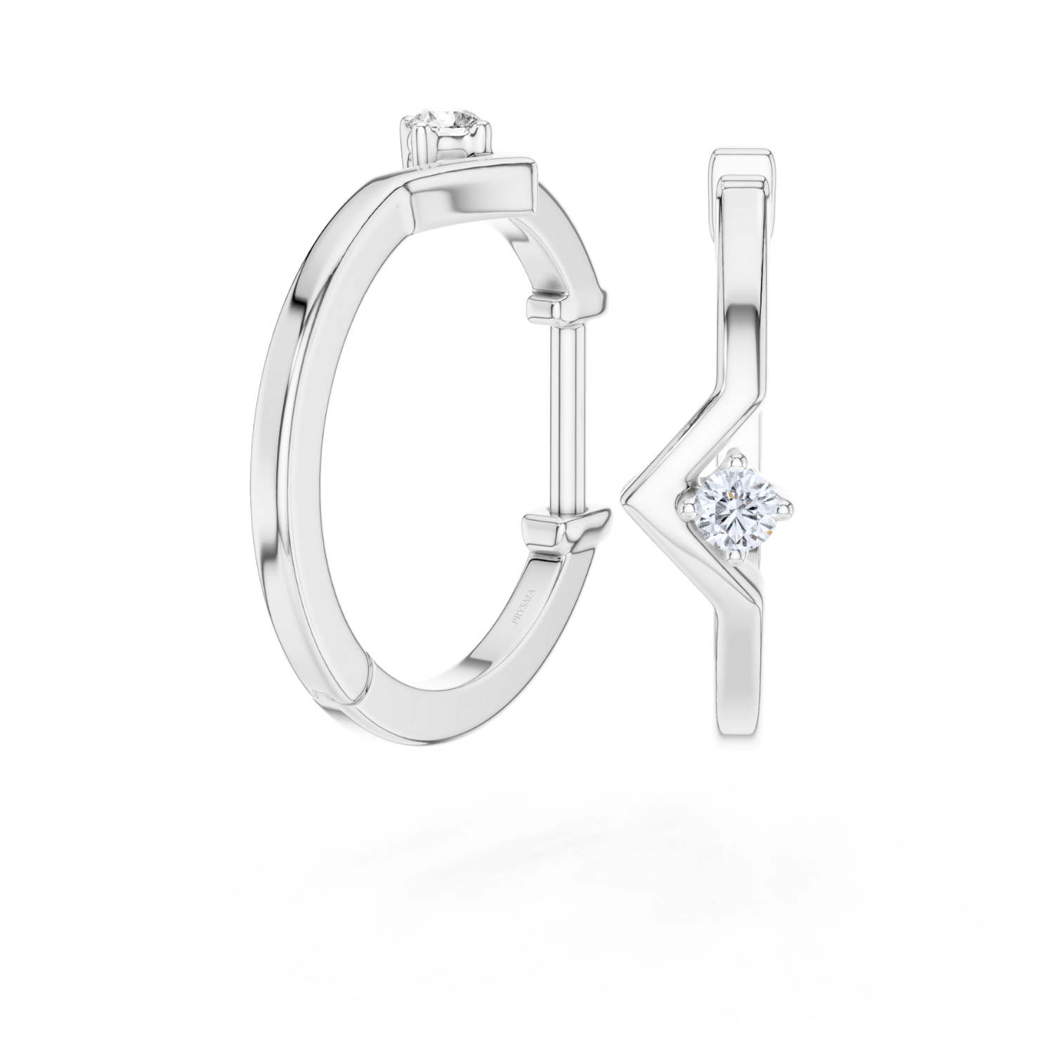 Minimalist Chevron Diamond Huggie Hoops
