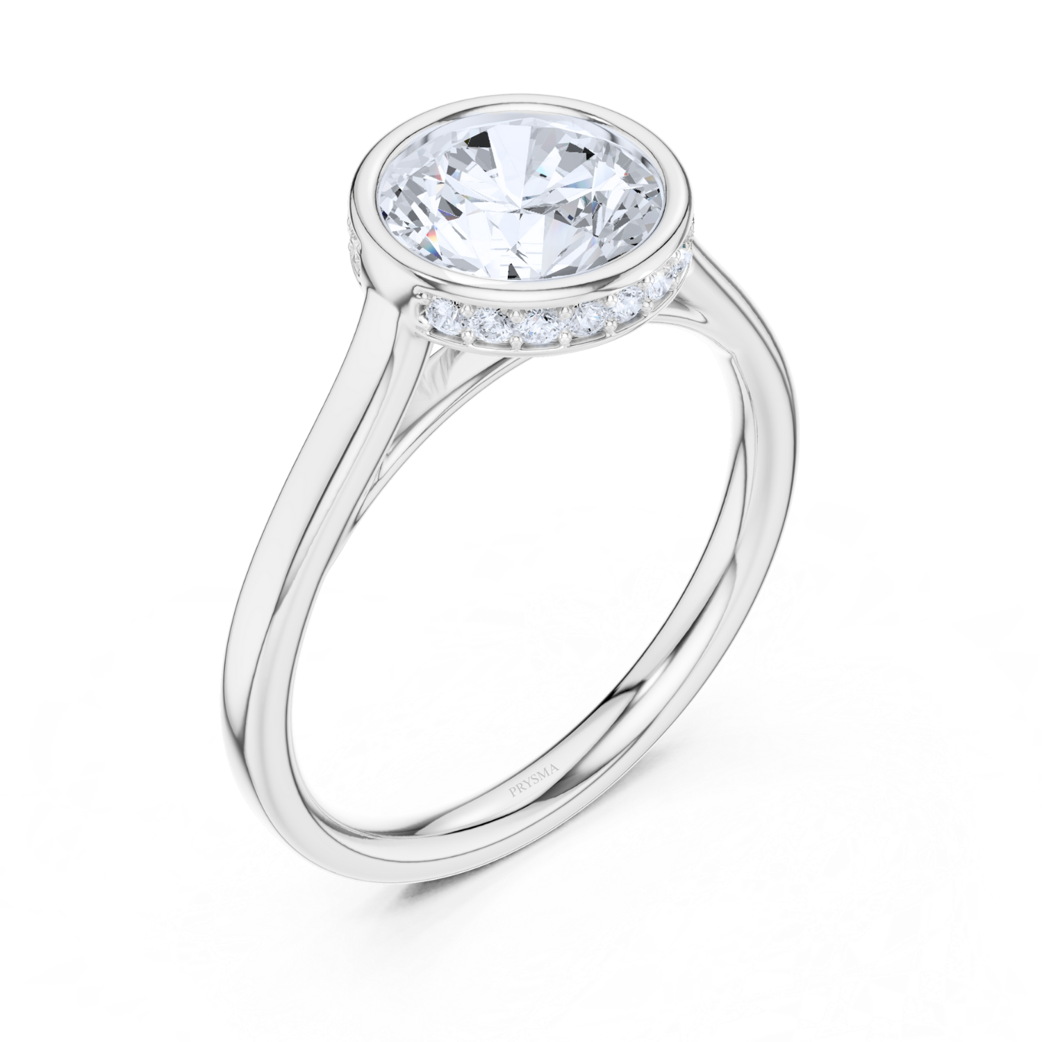 Bezel-Set Diamond Ring With Hidden Halo