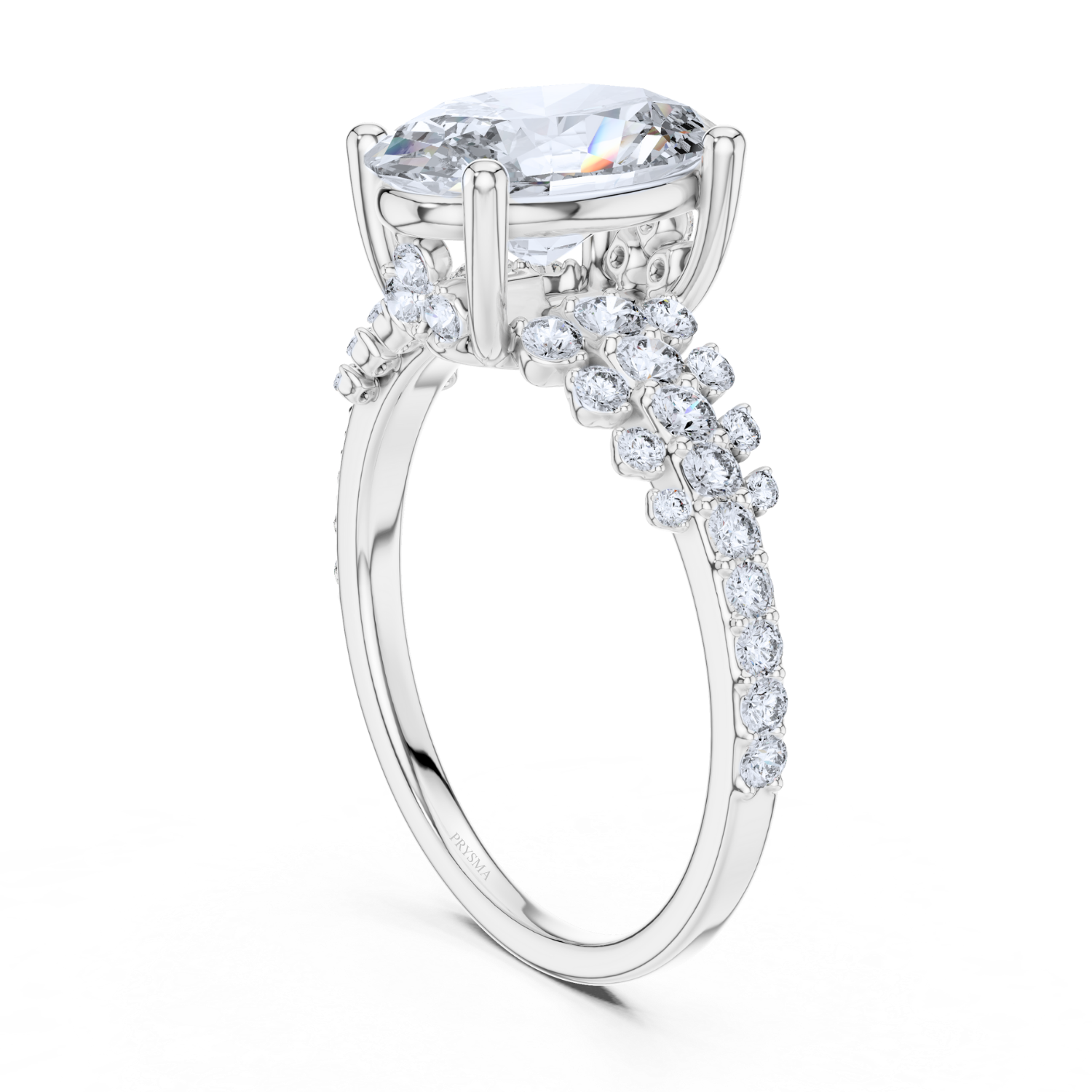 Oval-Cut Diamond Vine Cluster Ring