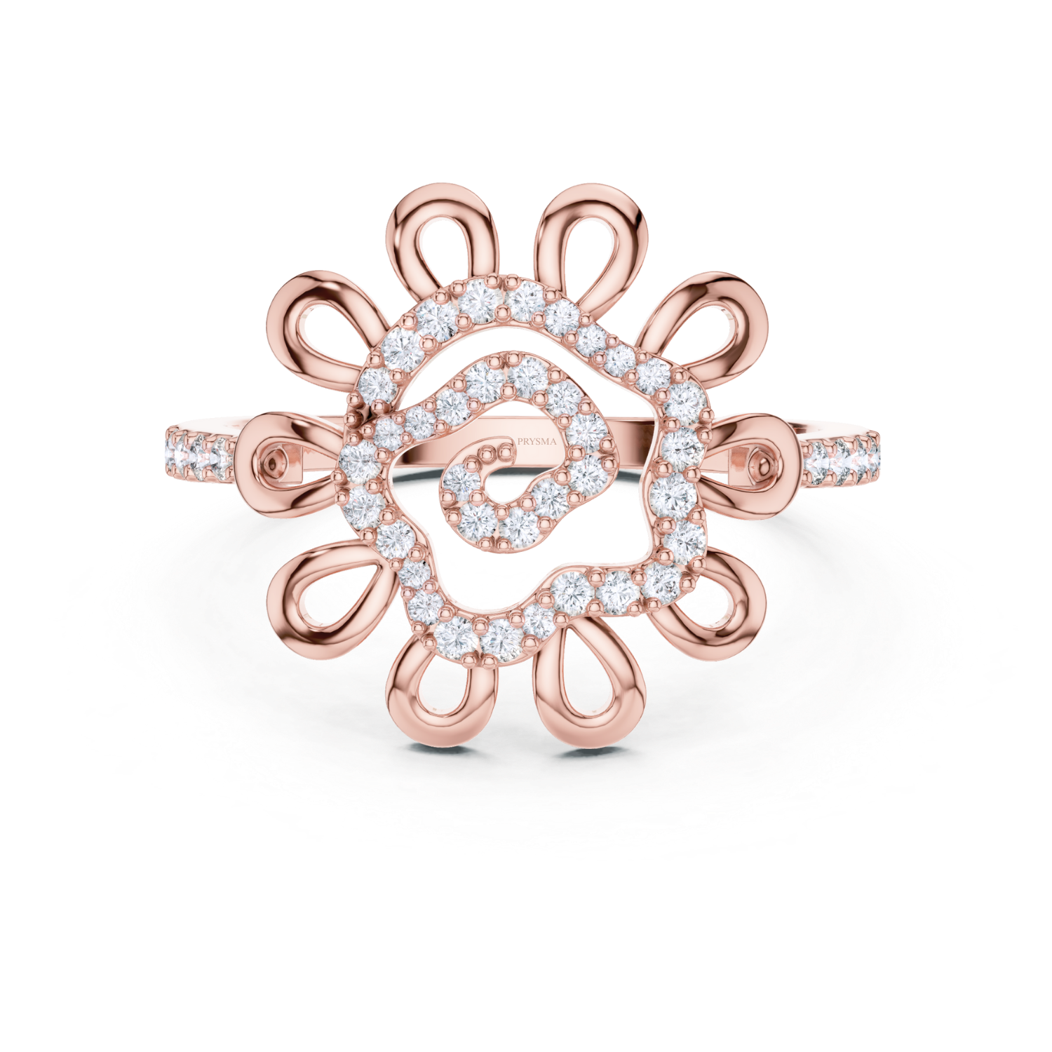 Floral Elegance Round Diamond Ring