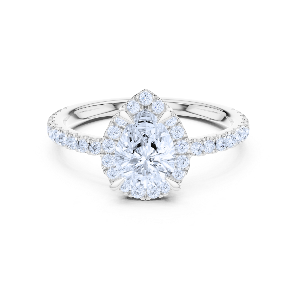 Radiant Teardrop Halo Ring