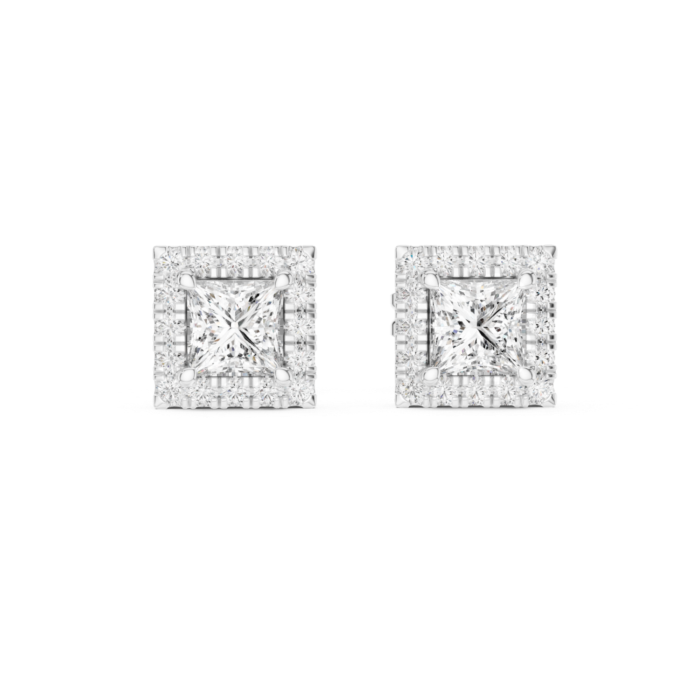 Regal Square Halo Stud Earrings