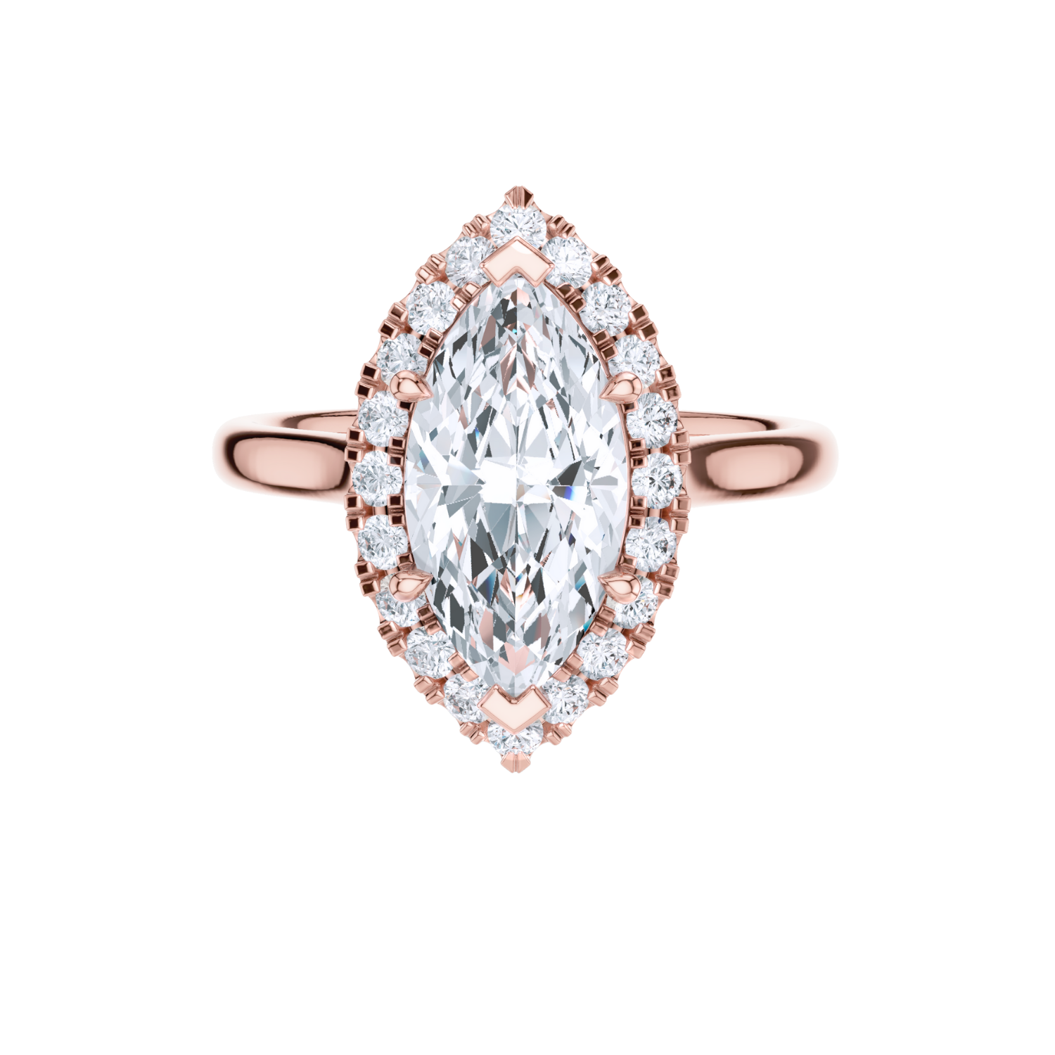 Marquise Halo Split Shank Diamond Ring