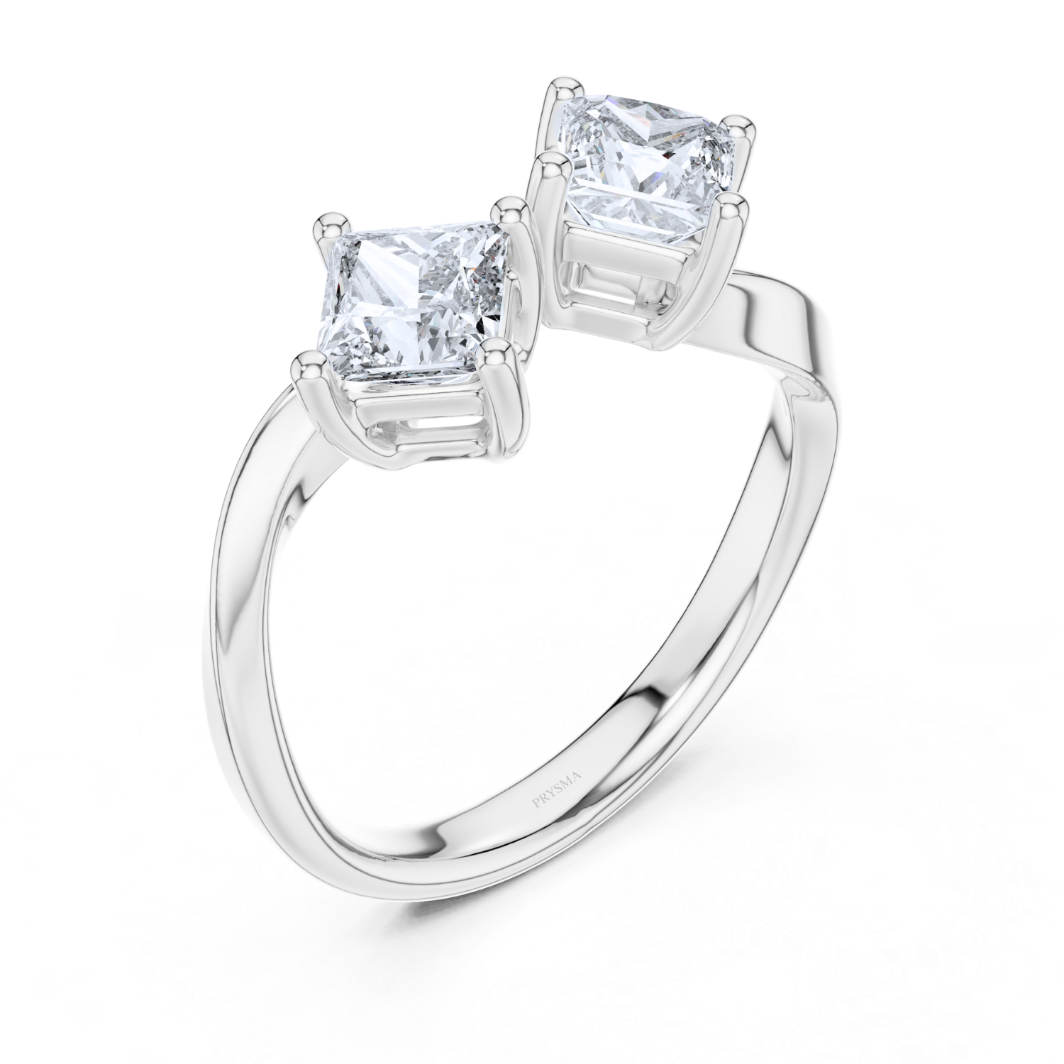 Twin Princess-Cut Diamond Open Ring