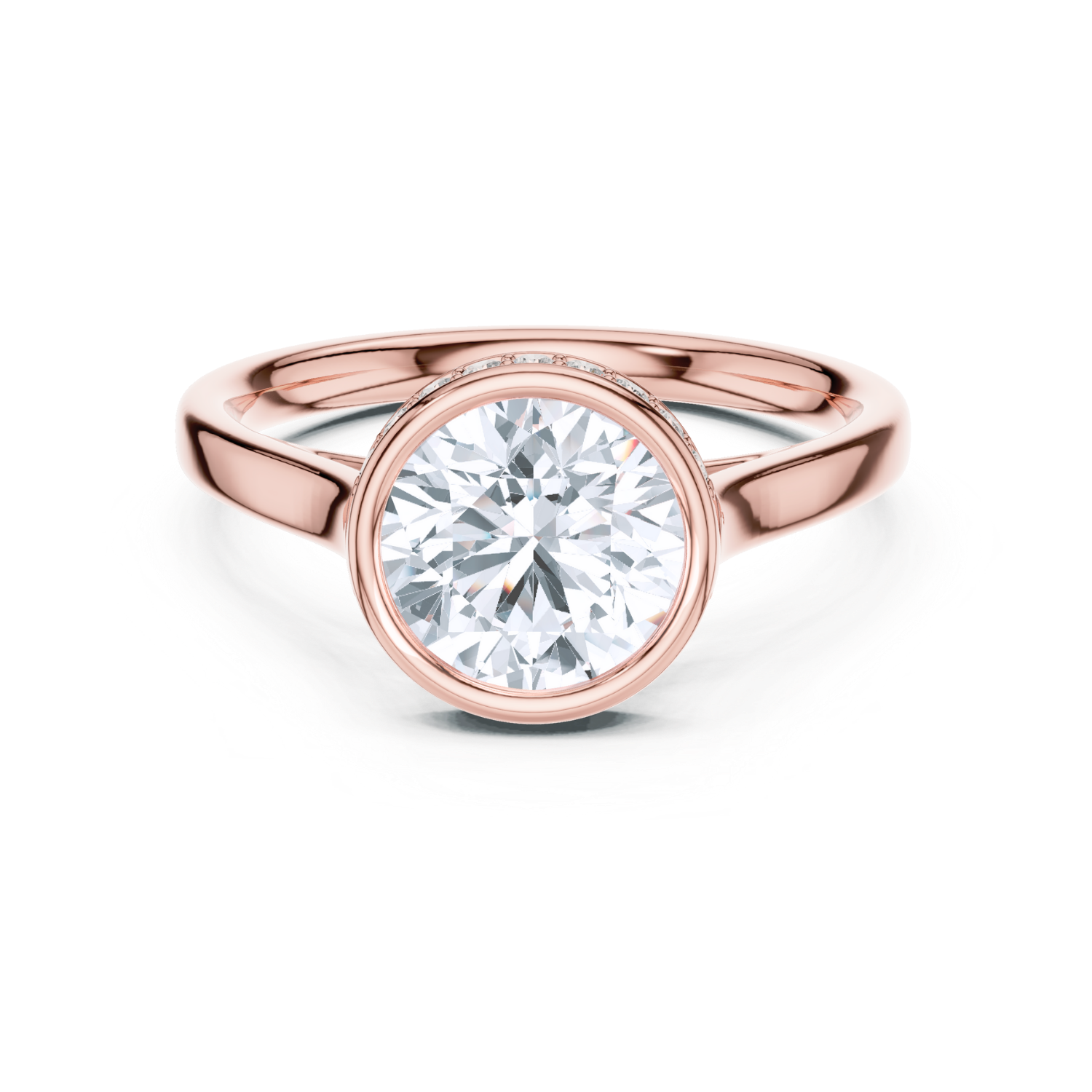 Bezel-Set Diamond Ring With Hidden Halo