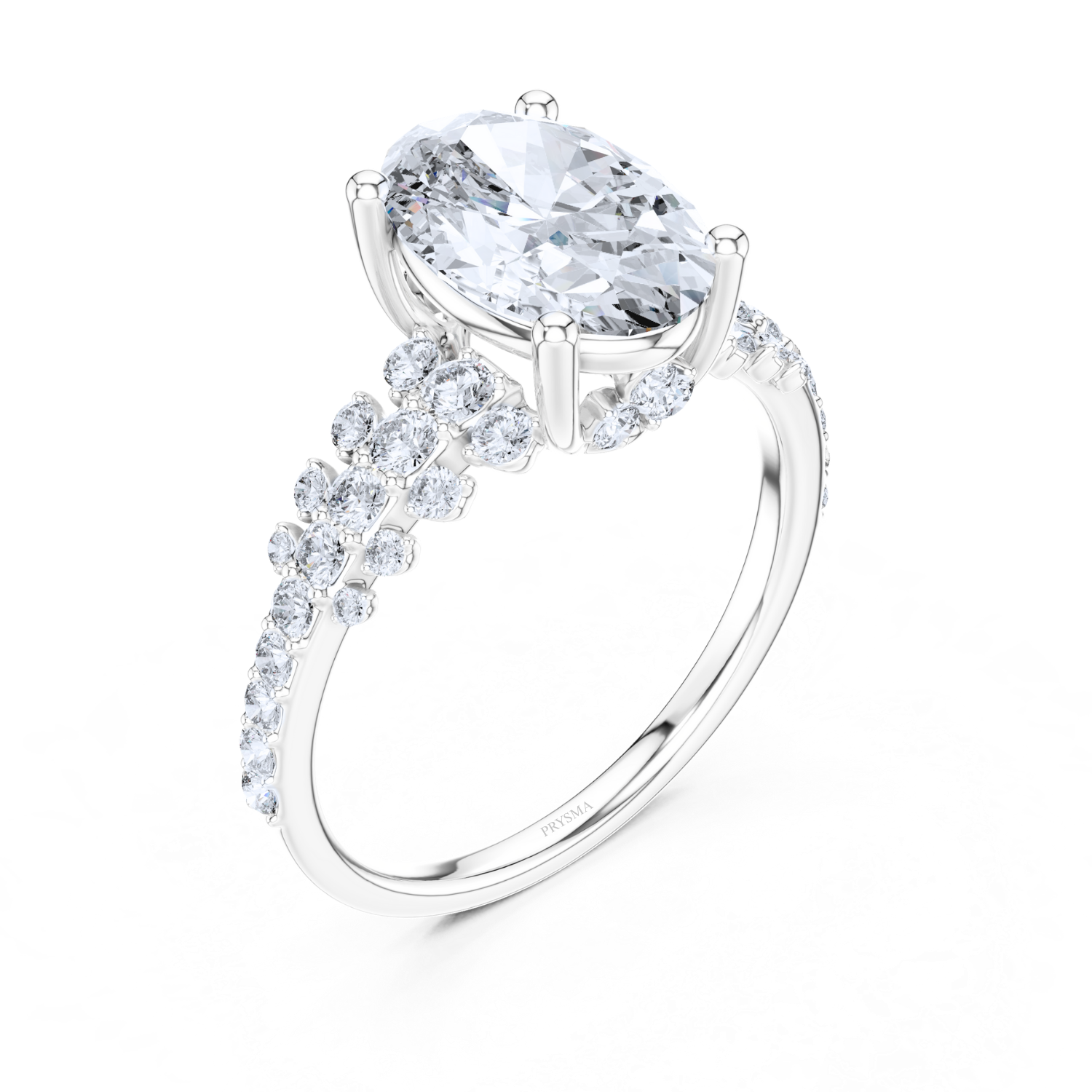 Oval-Cut Diamond Vine Cluster Ring