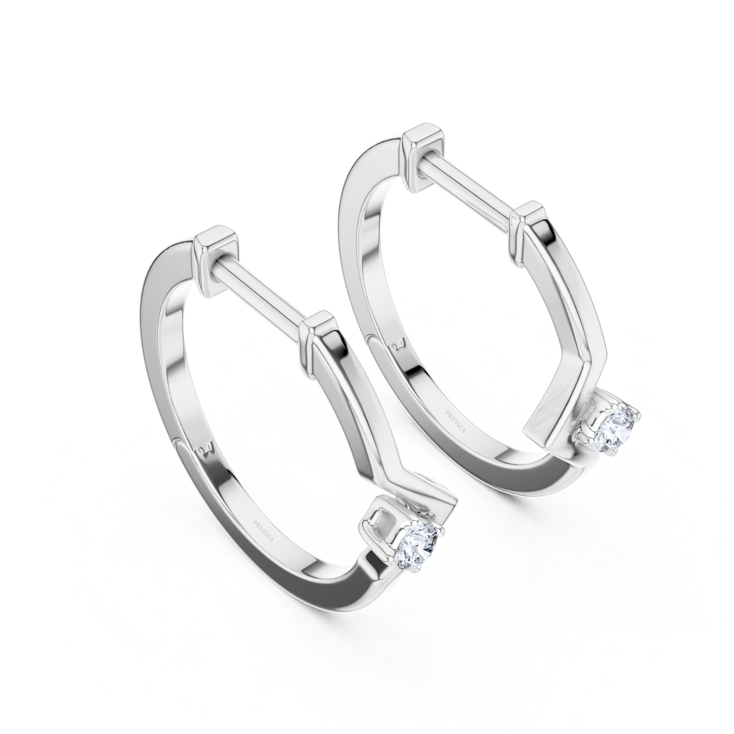 Minimalist Chevron Diamond Huggie Hoops