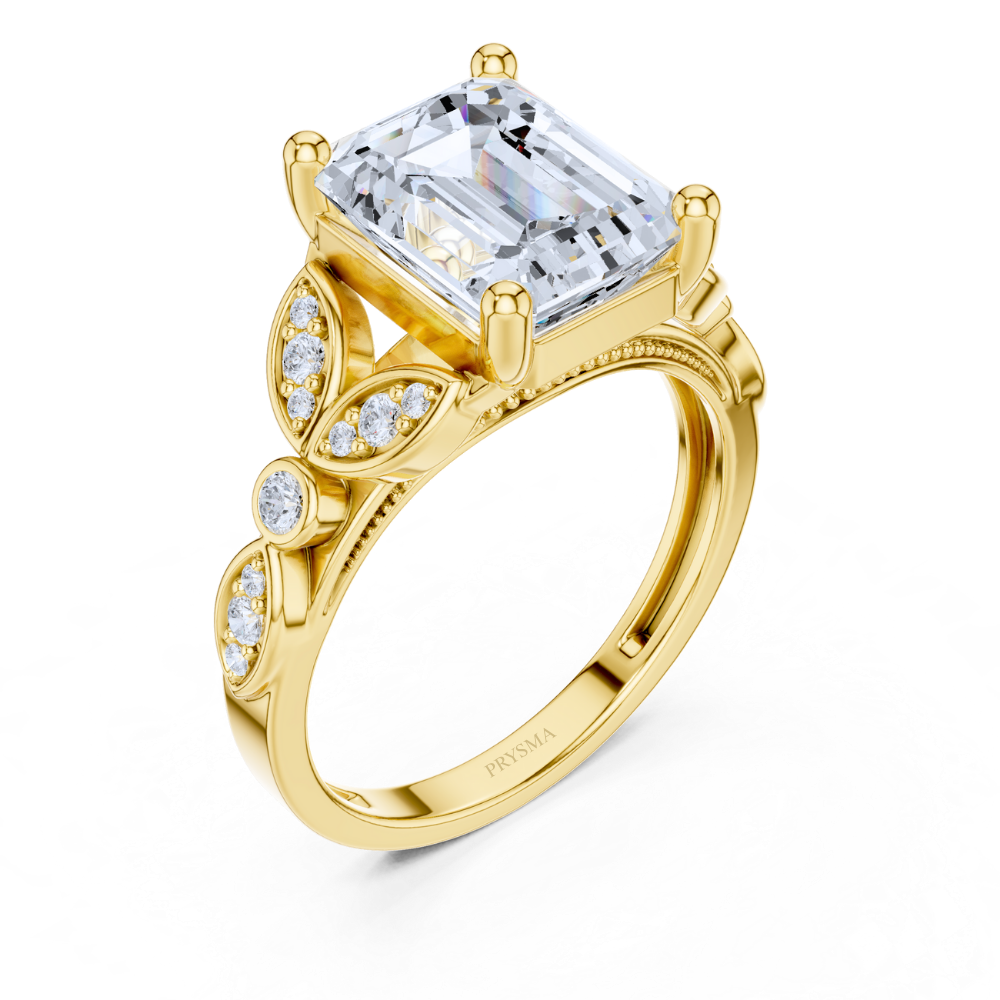 Regal Bloom Emerald-Cut Ring