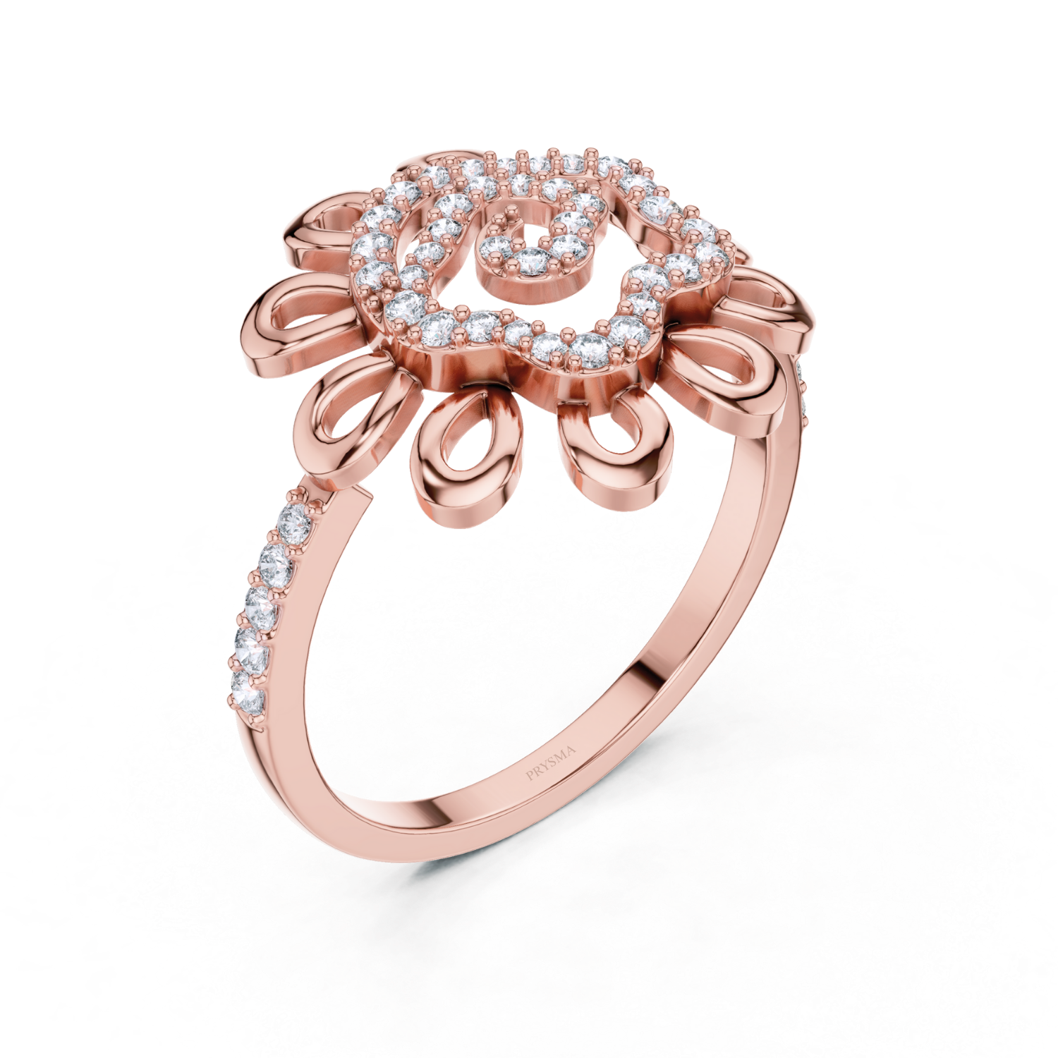 Floral Elegance Round Diamond Ring