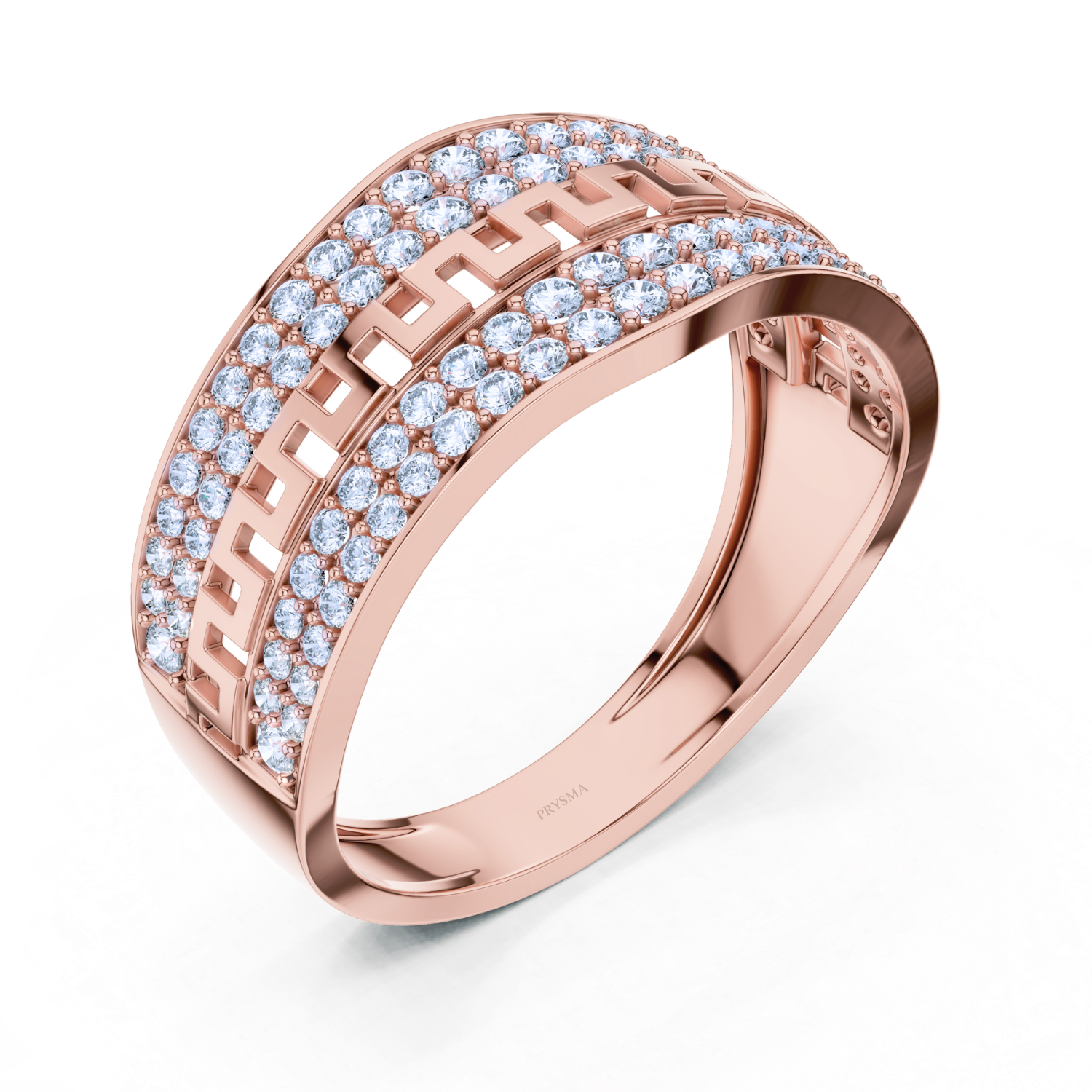 Greek Key Diamond Pave Ring