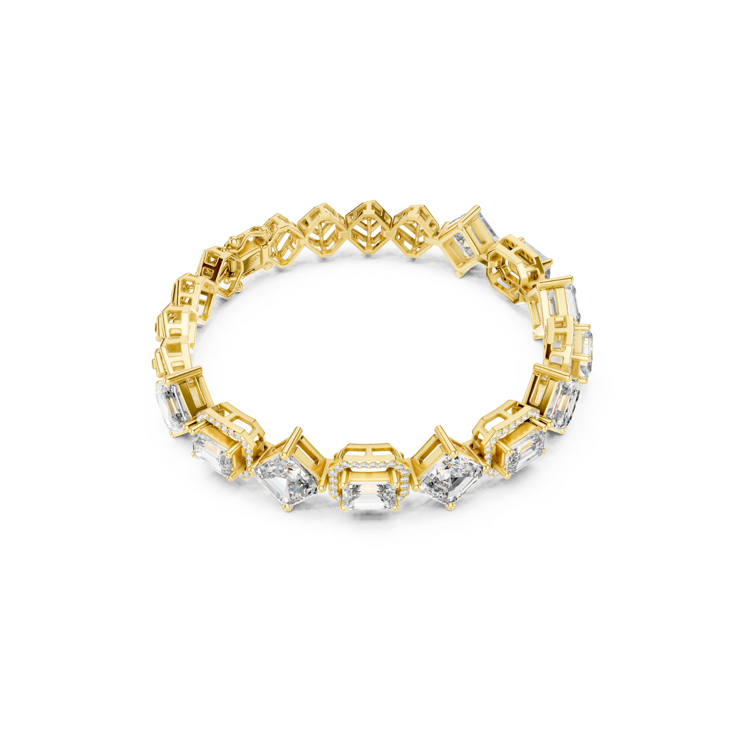 Regal Radiance Emerald-Cut Diamond Bracelet