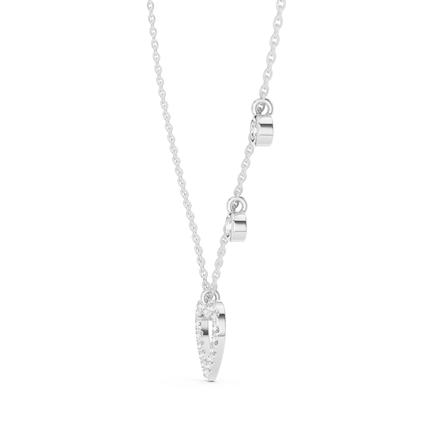 Heart Motif Diamond Drop Necklace