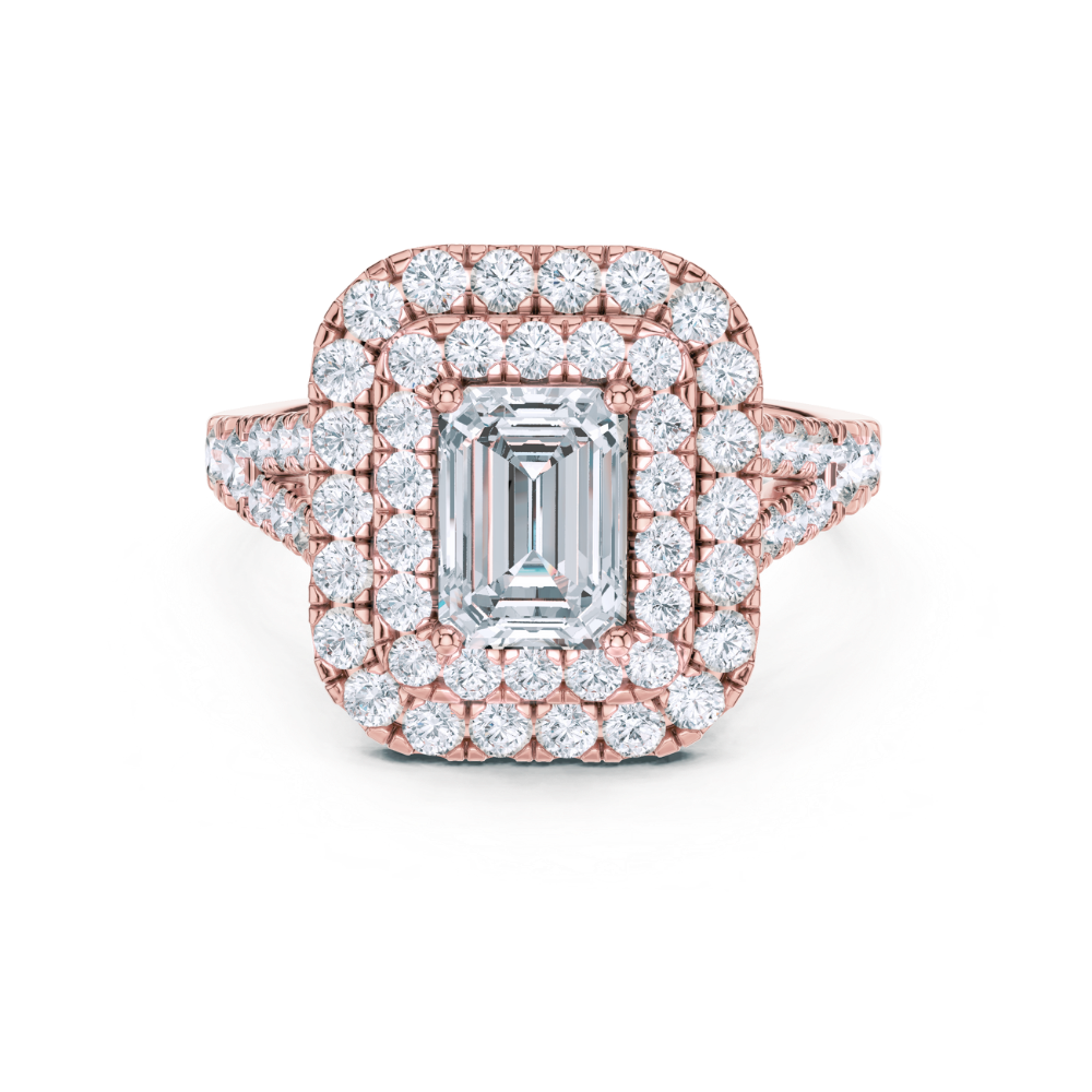 Majestic Double Halo Emerald-Cut Ring