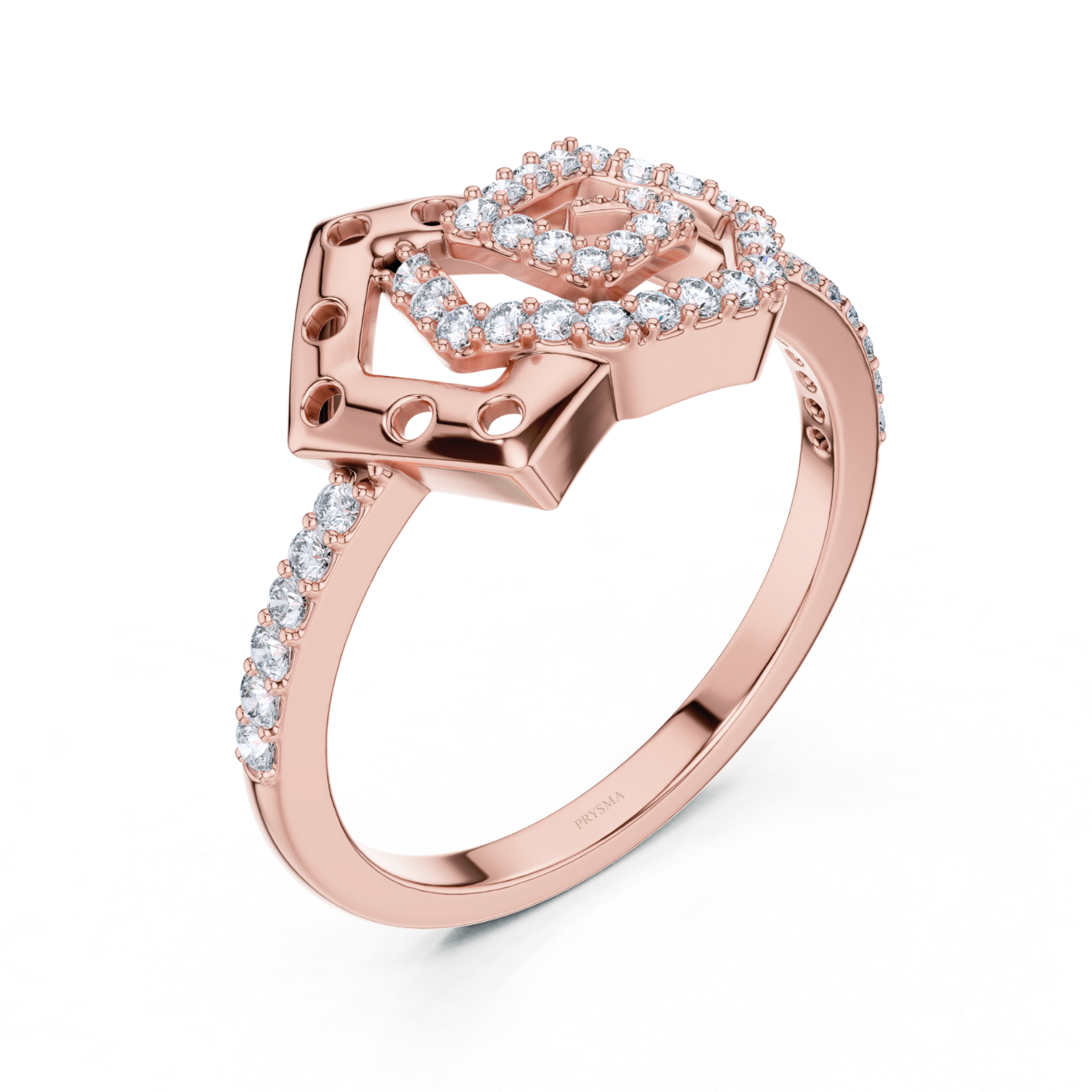 Diamond Halo Shield Ring