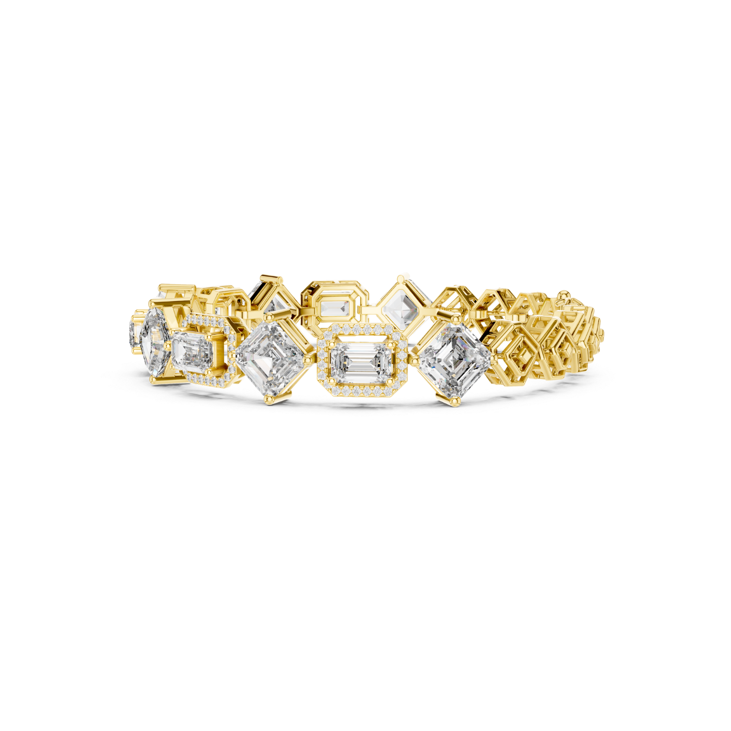 Regal Radiance Emerald-Cut Diamond Bracelet