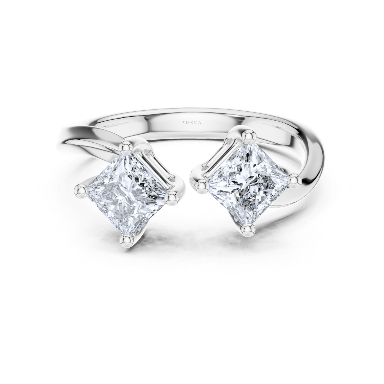 Twin Princess-Cut Diamond Open Ring