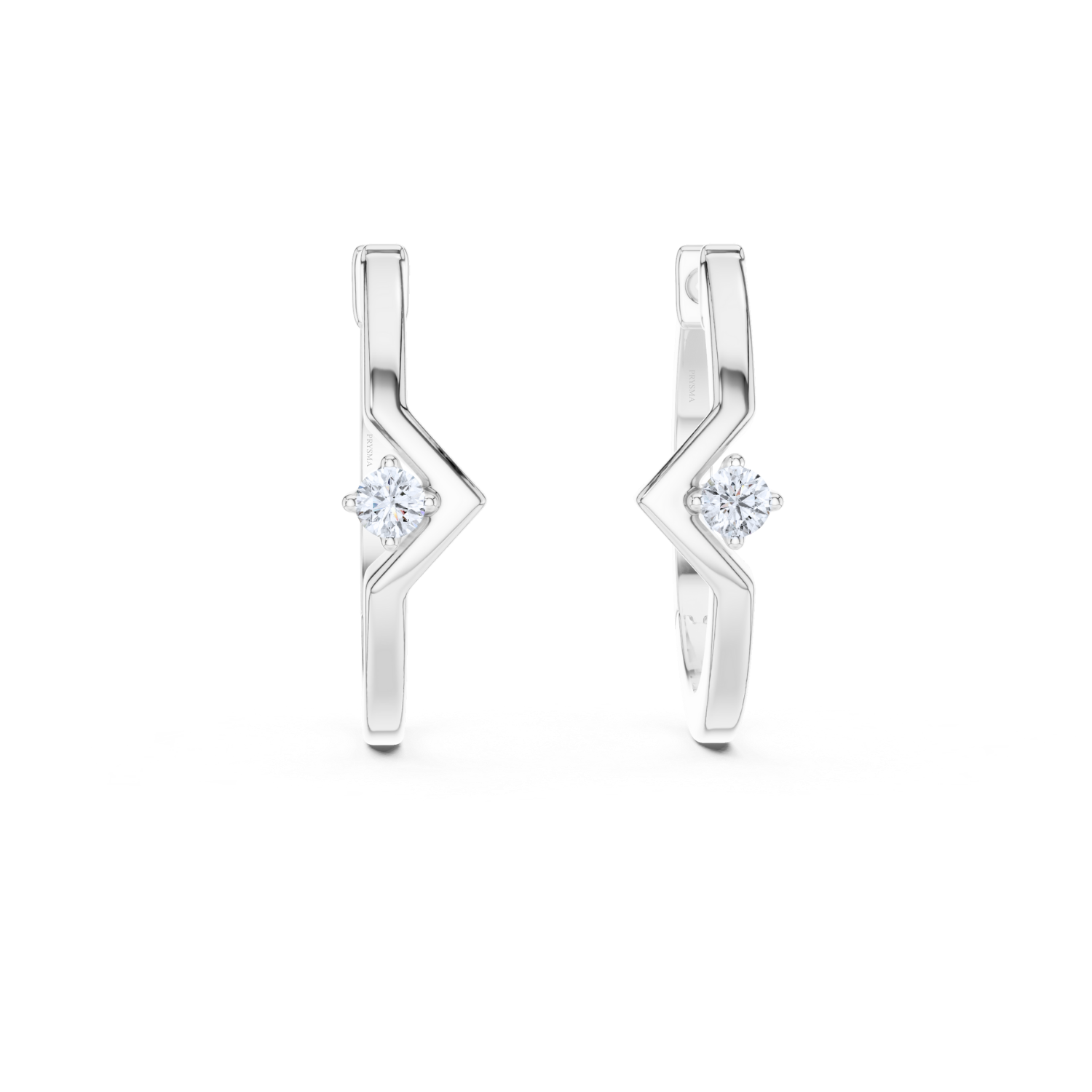 Minimalist Chevron Diamond Huggie Hoops