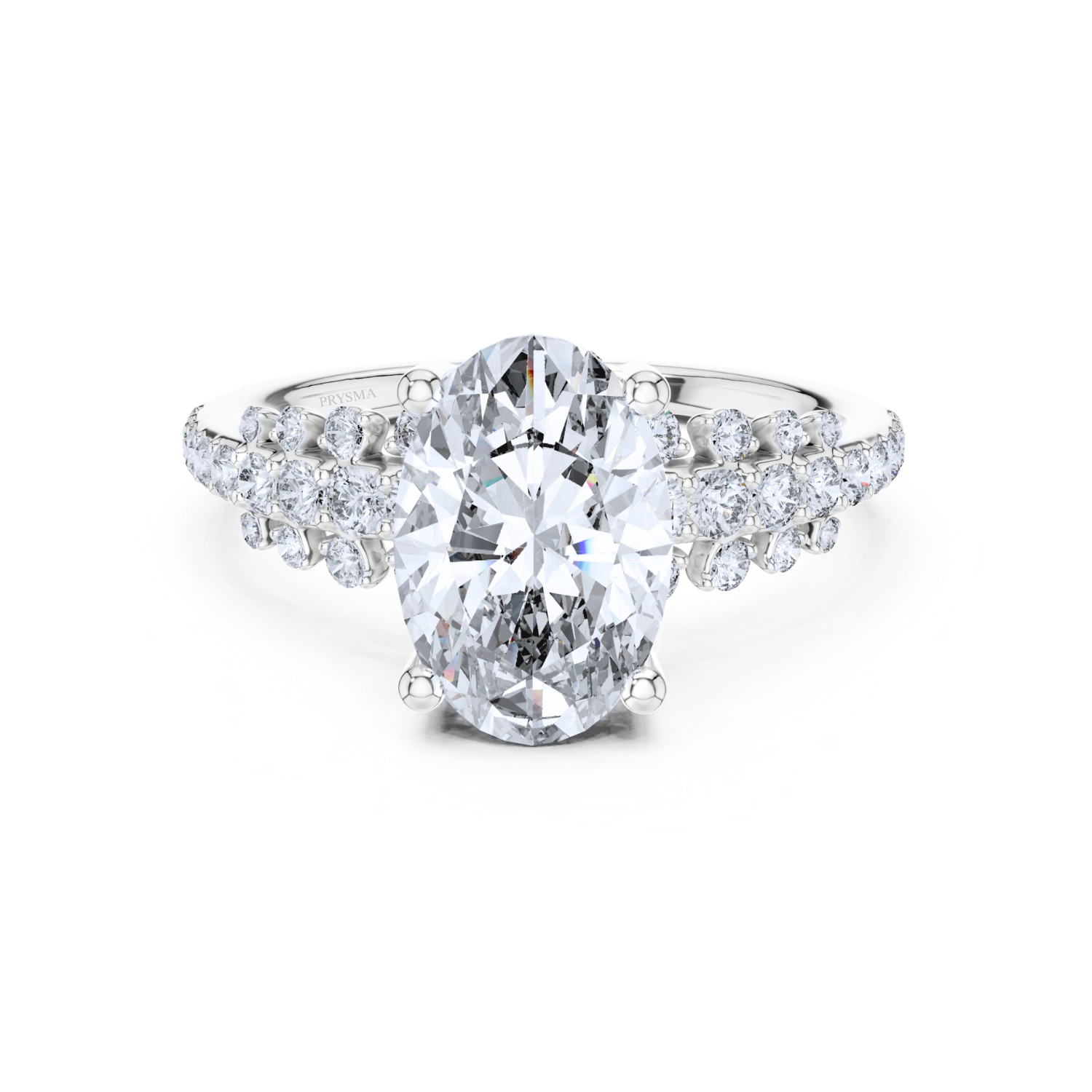 Oval-Cut Diamond Vine Cluster Ring
