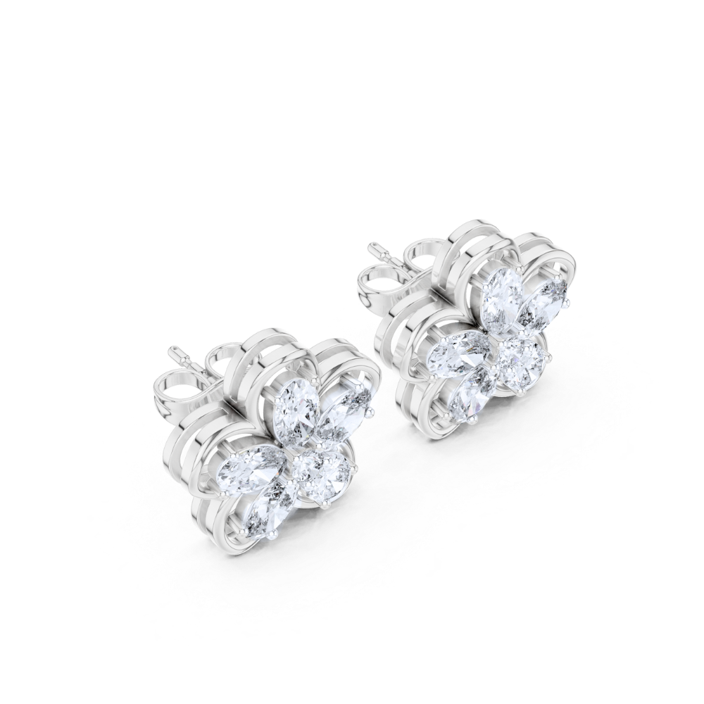 Floral Radiance Diamond Stud Earrings