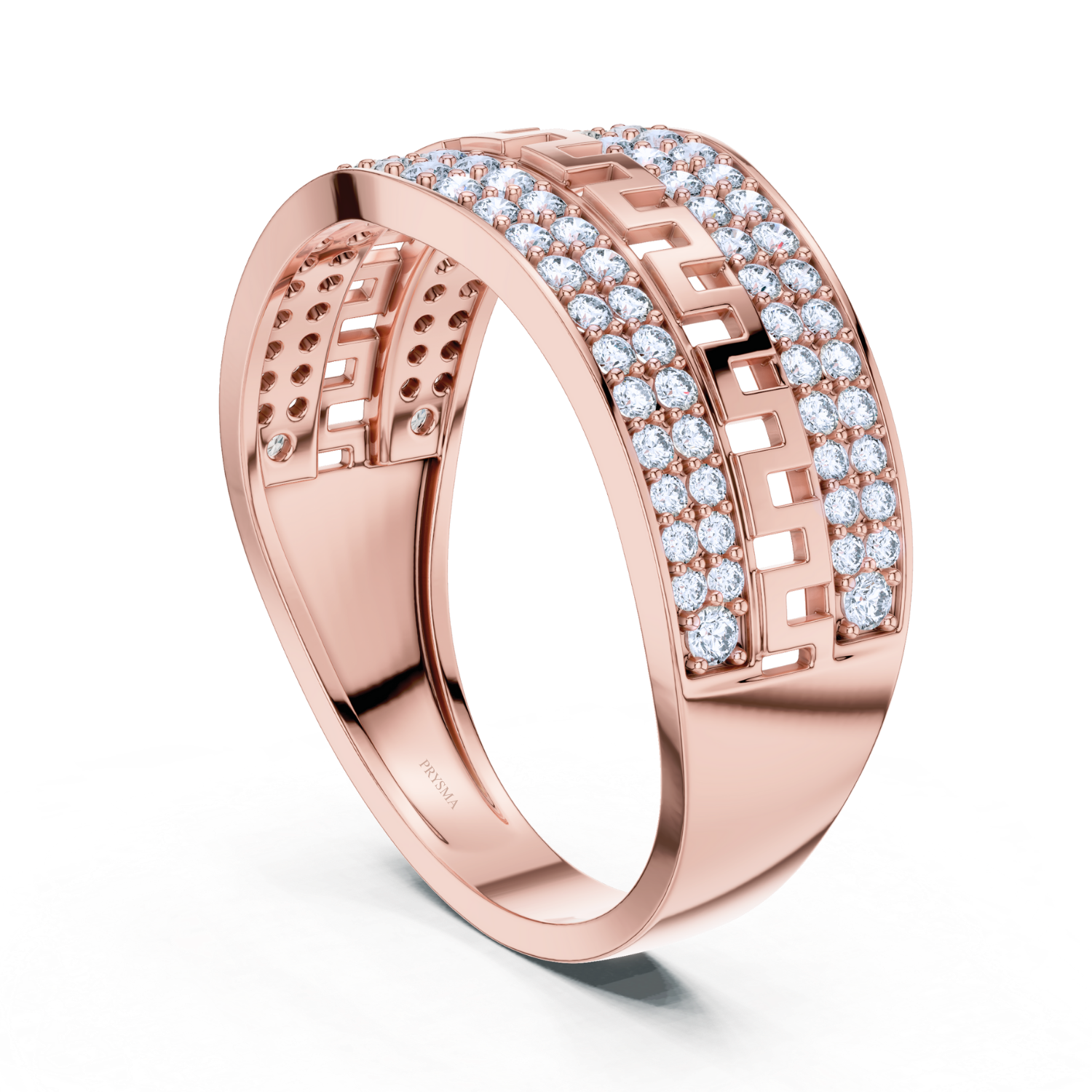 Greek Key Diamond Pave Ring