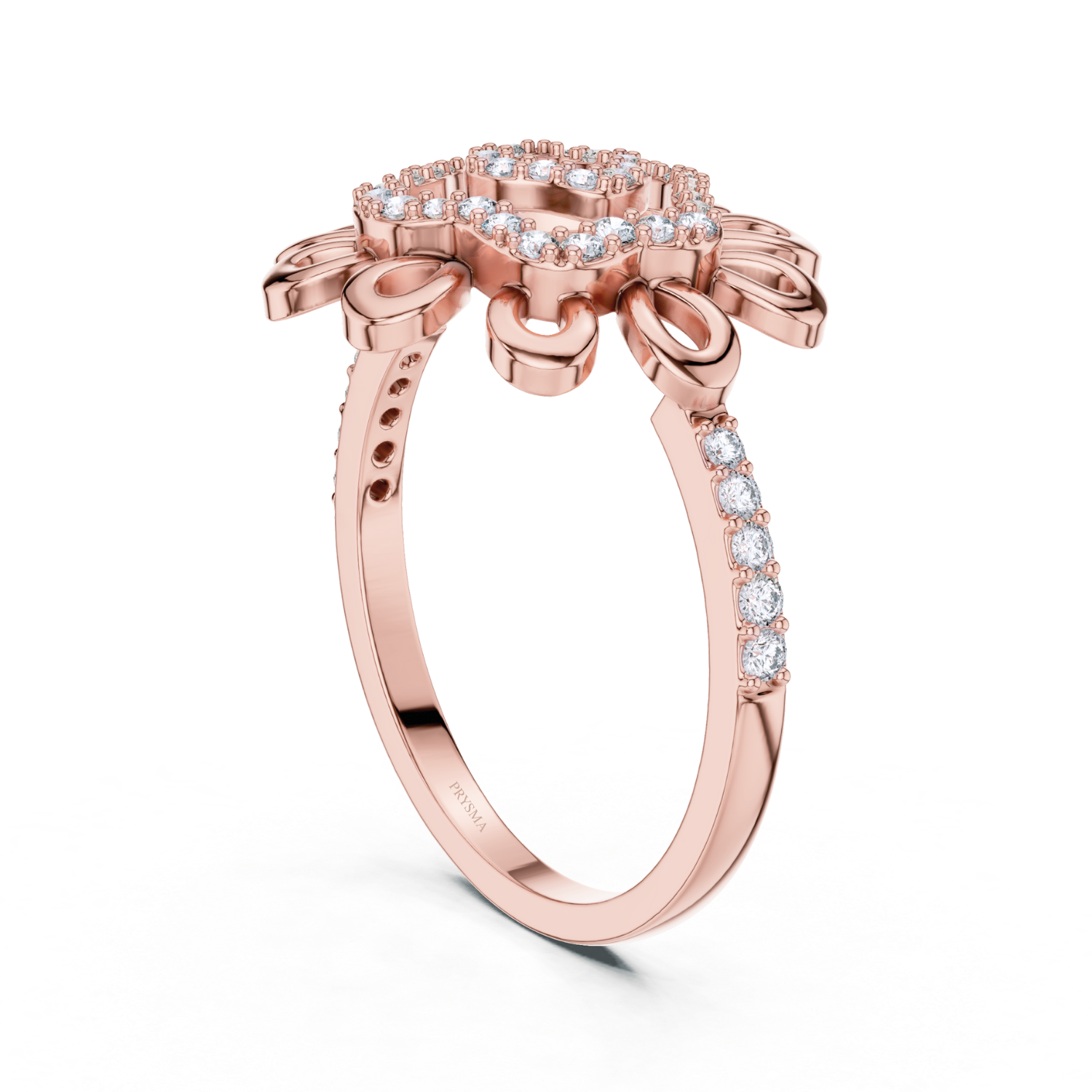 Floral Elegance Round Diamond Ring