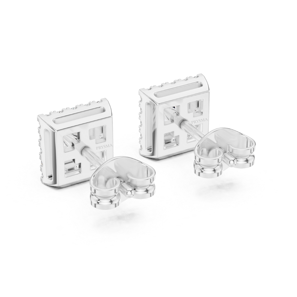 Regal Square Halo Stud Earrings