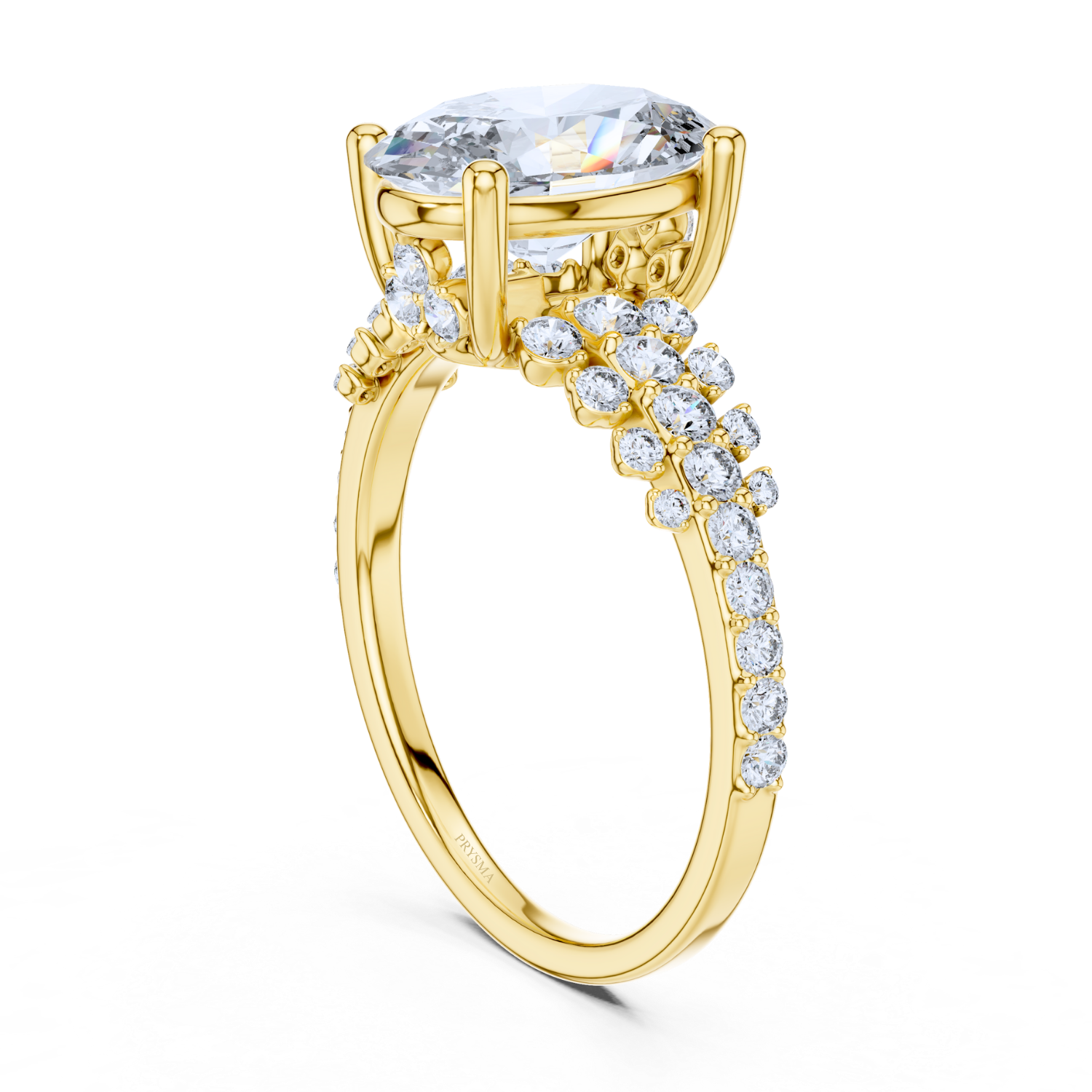 Oval-Cut Diamond Vine Cluster Ring
