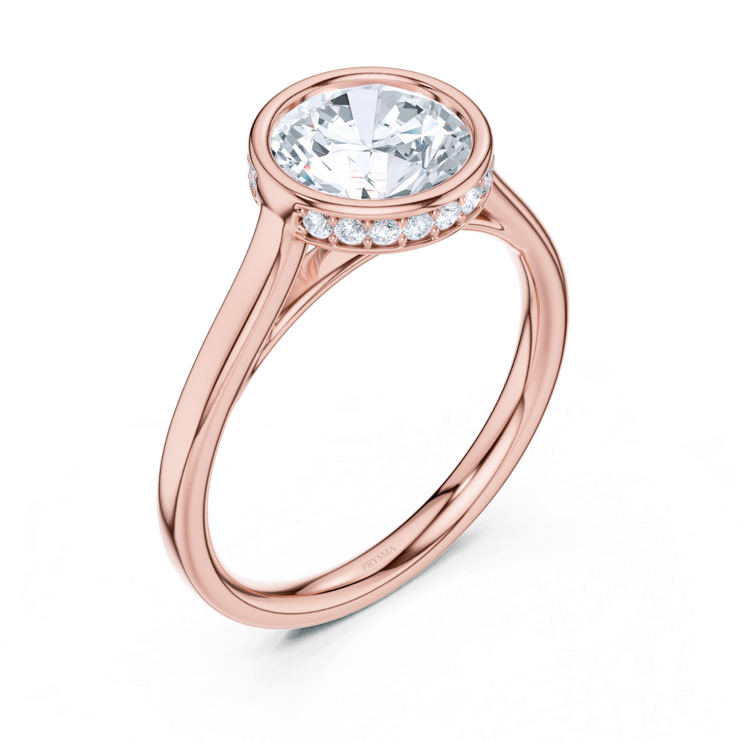 Bezel-Set Diamond Ring With Hidden Halo